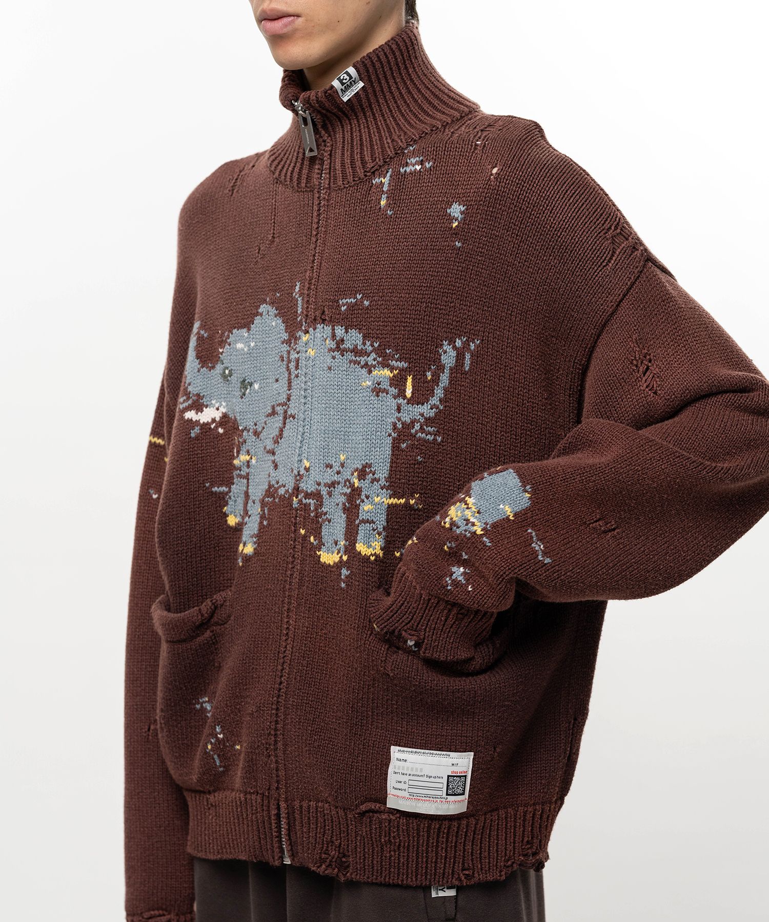 Elephant Jacquard Knit Cardigan