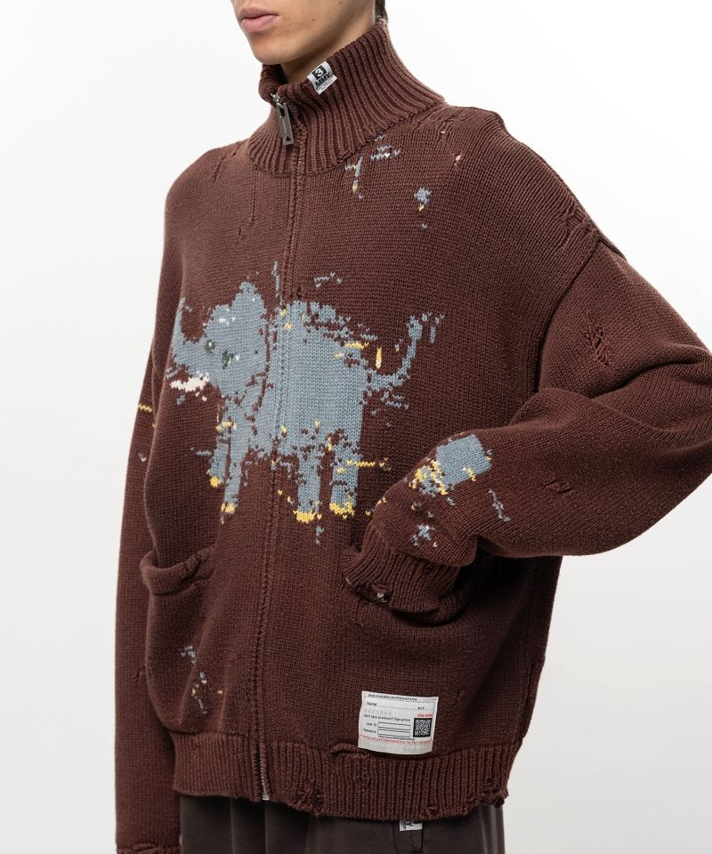 Elephant Jacquard Knit Cardigan