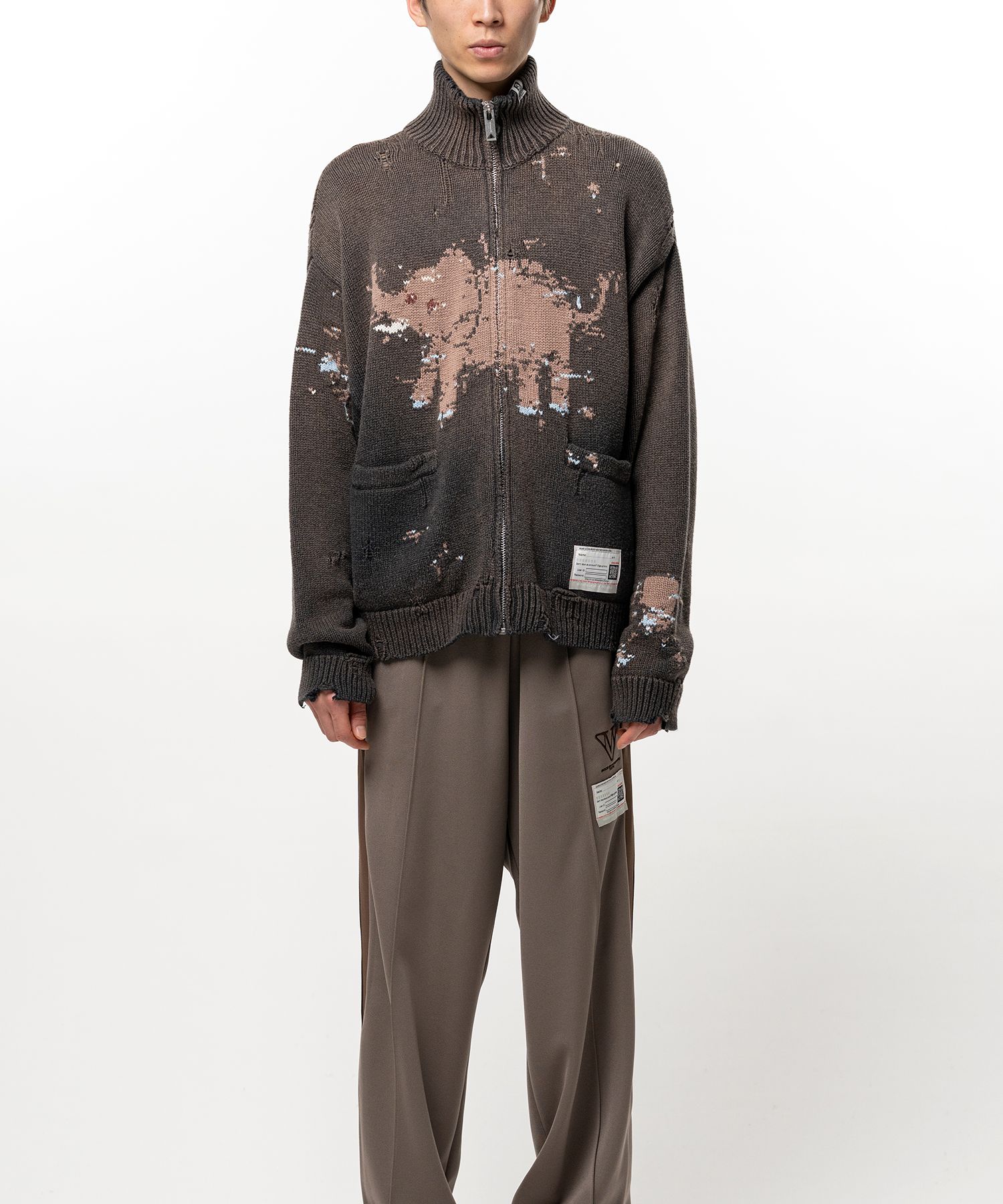 Elephant Jacquard Knit Cardigan