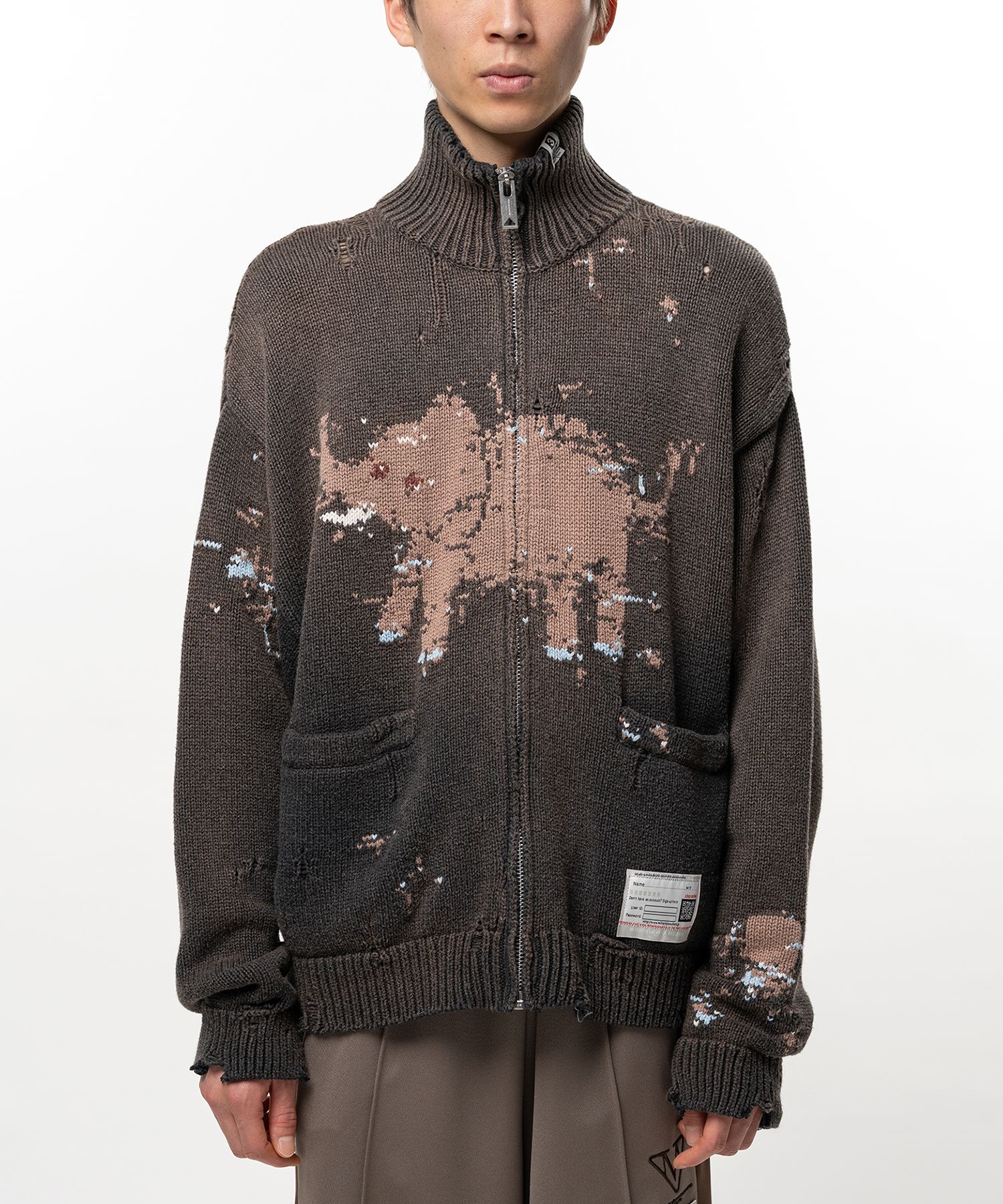 Elephant Jacquard Knit Cardigan