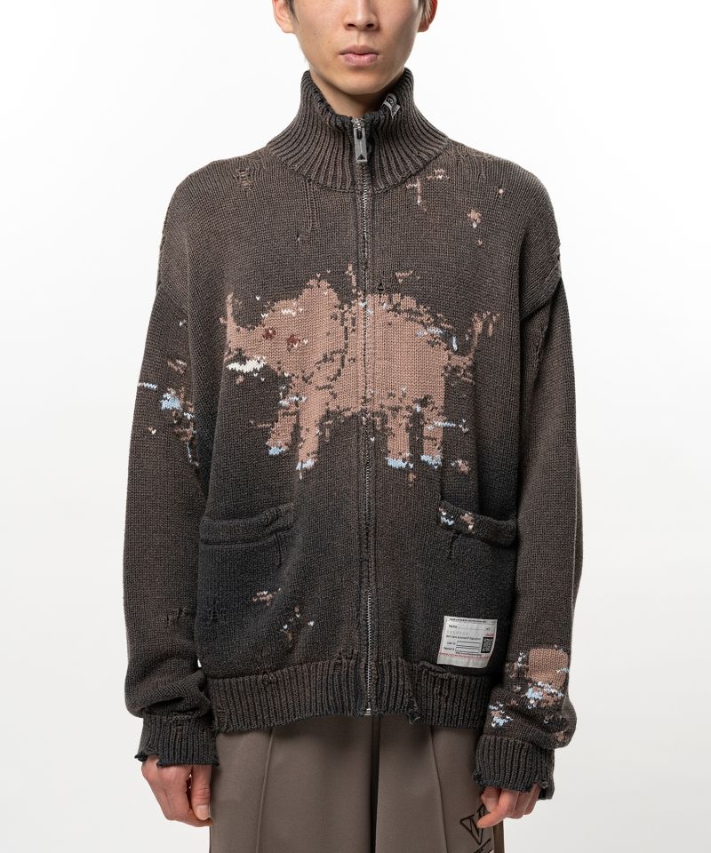 Elephant Jacquard Knit Cardigan