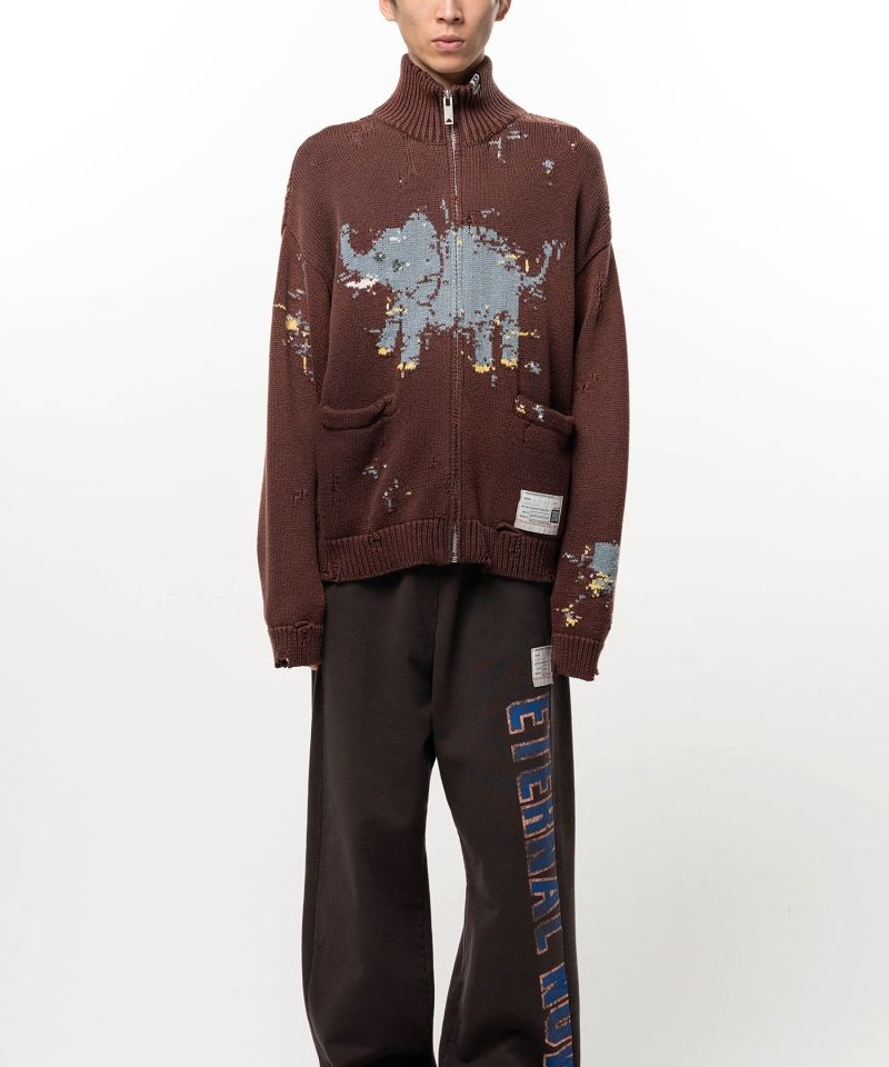 Elephant Jacquard Knit Cardigan