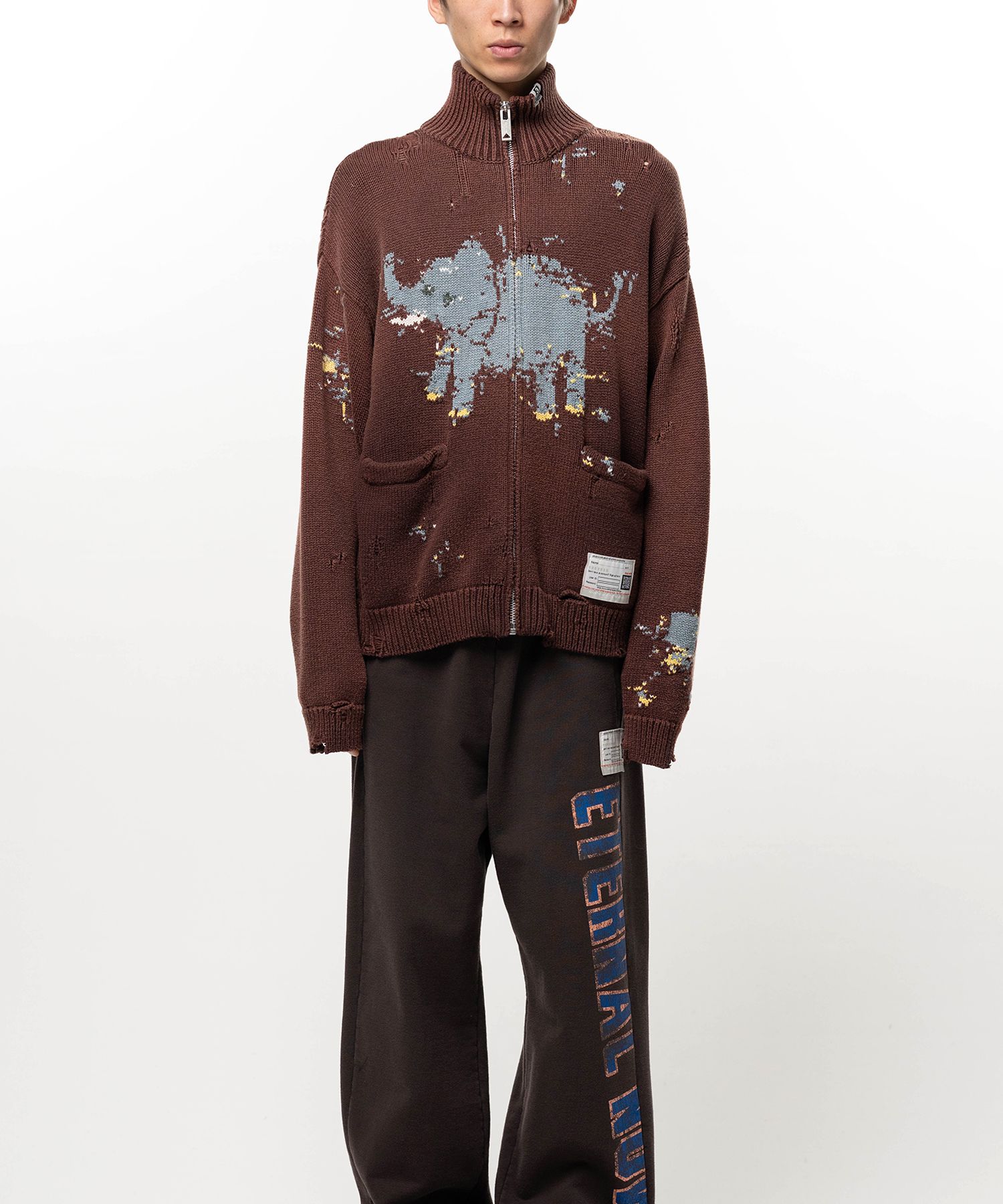 Elephant Jacquard Knit Cardigan