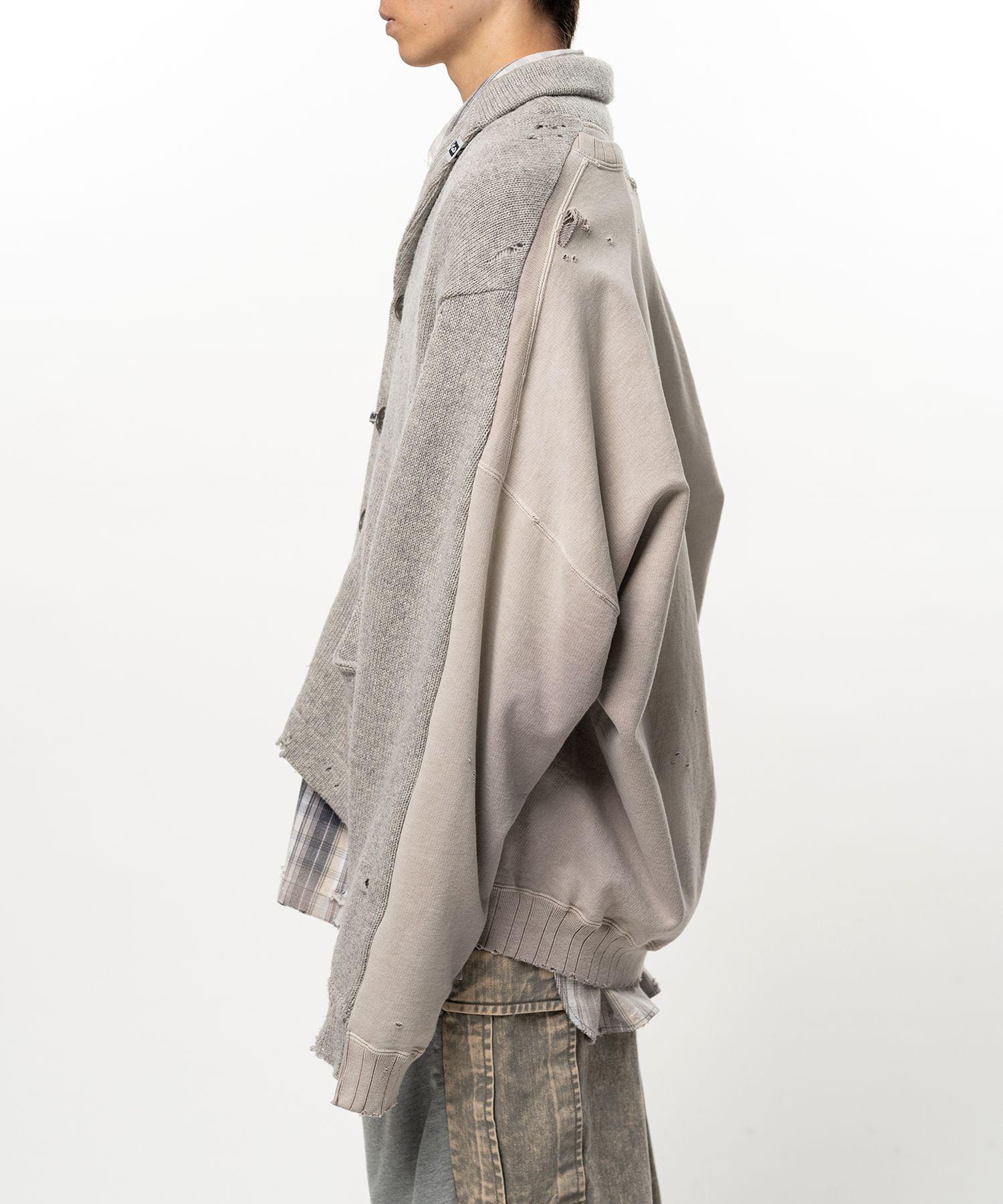 Sweatshirt Combined Knit Cardigan
