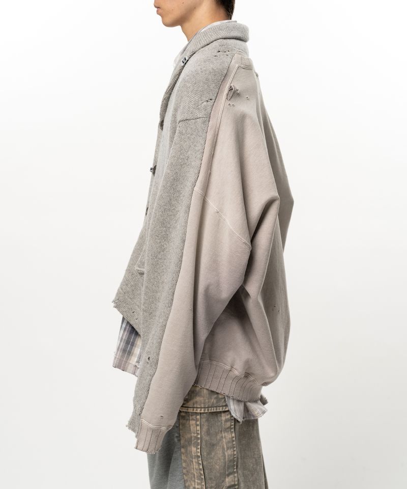Sweatshirt Combined Knit Cardigan