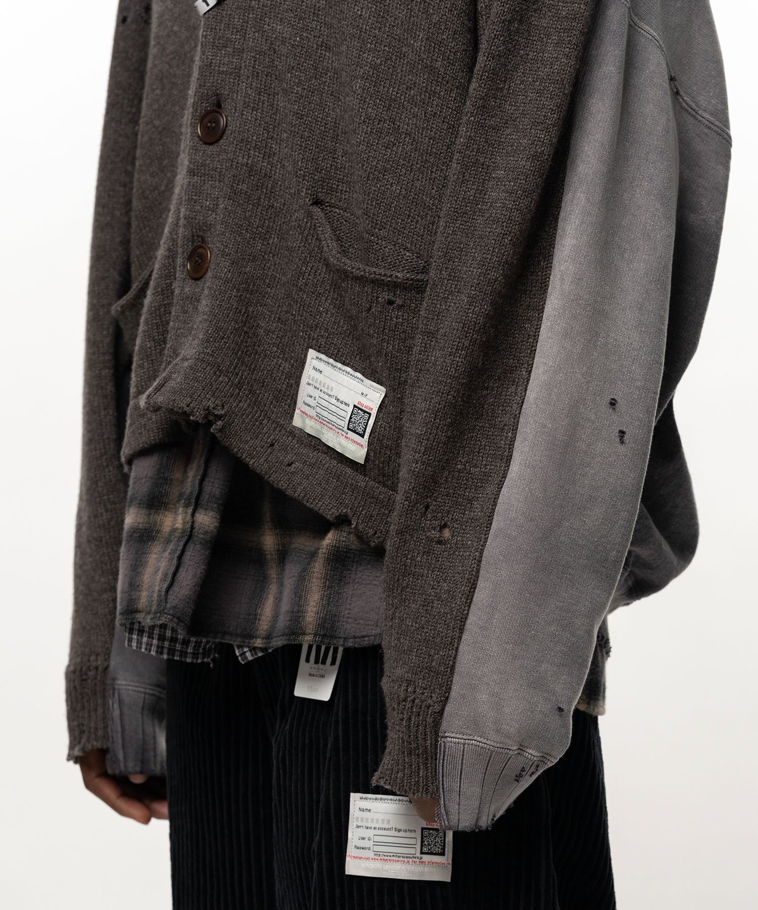 Sweatshirt Combined Knit Cardigan