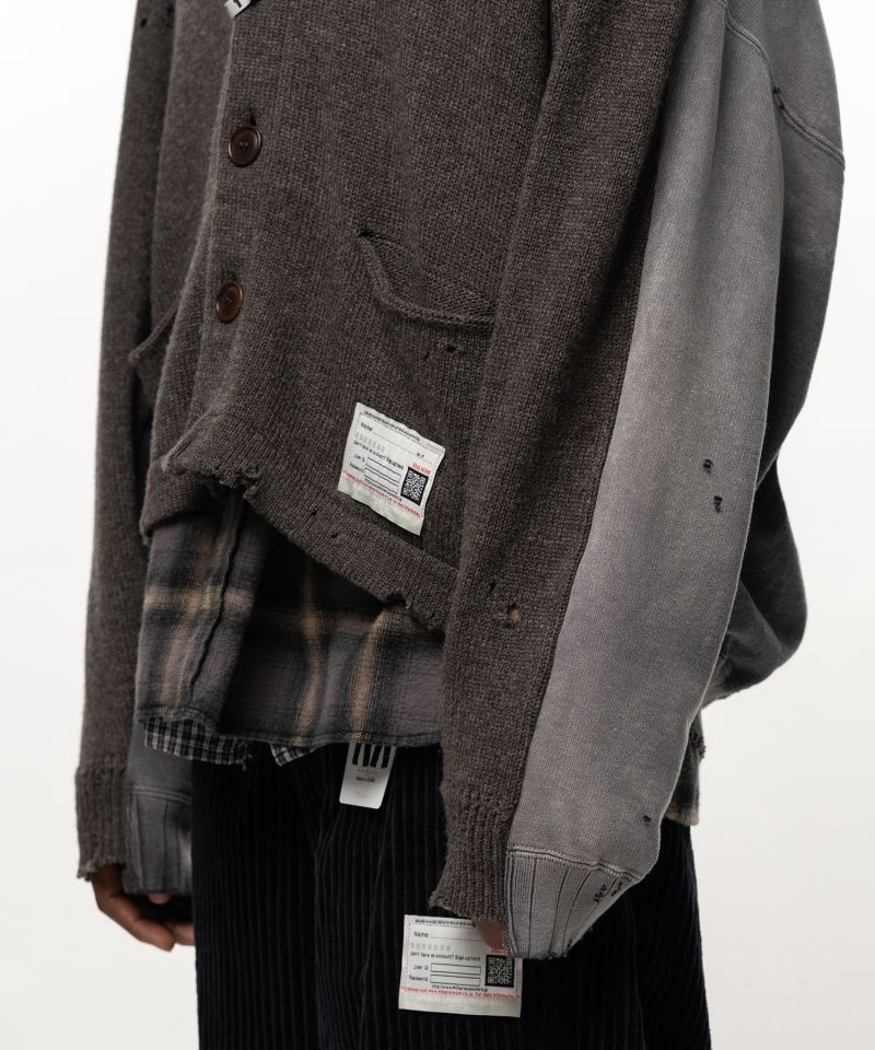 Sweatshirt Combined Knit Cardigan