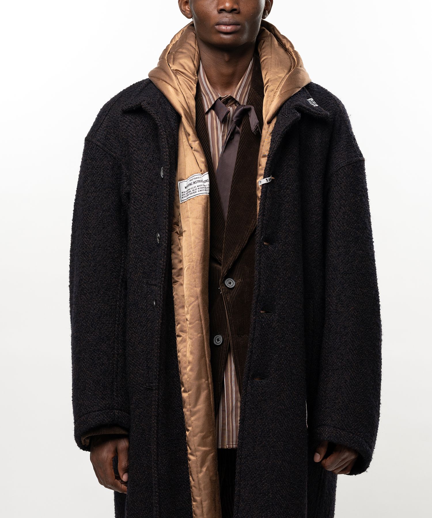Hooded Balmacaan Coat