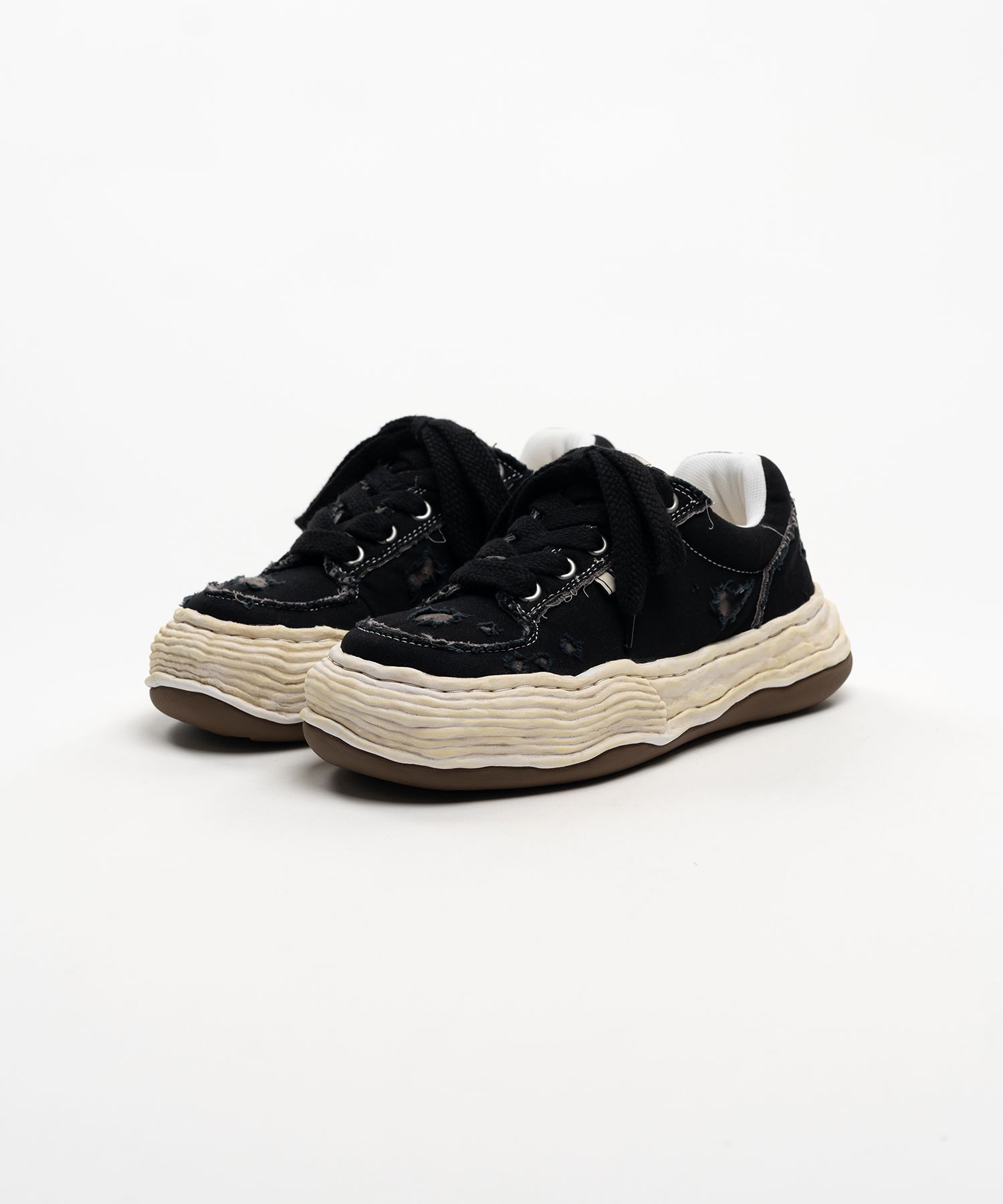 "OLIVER" OG Sole Ripped Overdye Canvas Low-top Sneakers
