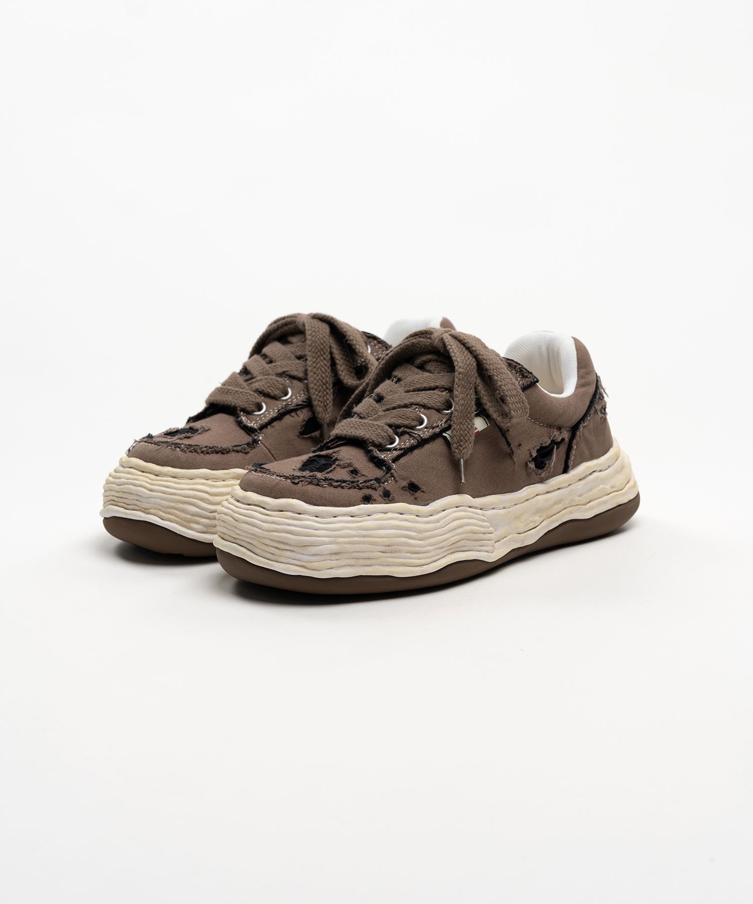 "OLIVER" OG Sole Ripped Overdye Canvas Low-top Sneakers