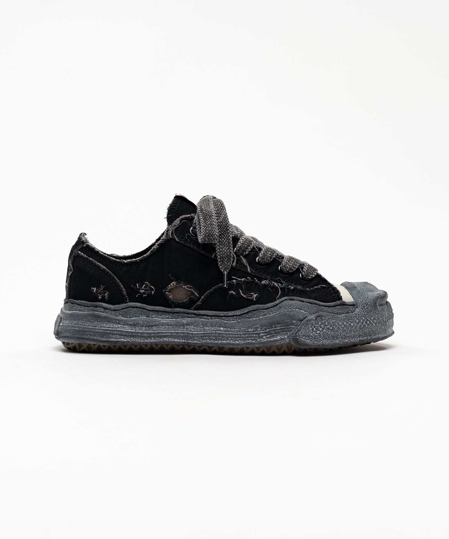 "HANK" OG Sole Ripped Overdye Canvas Low-top Sneakers