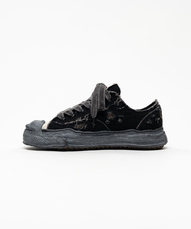 "HANK" OG Sole Ripped Overdye Canvas Low-top Sneakers