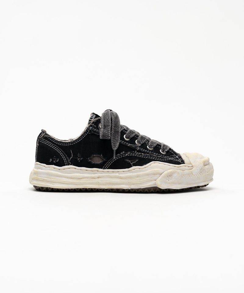 "HANK" OG Sole Ripped Overdye Canvas Low-top Sneakers