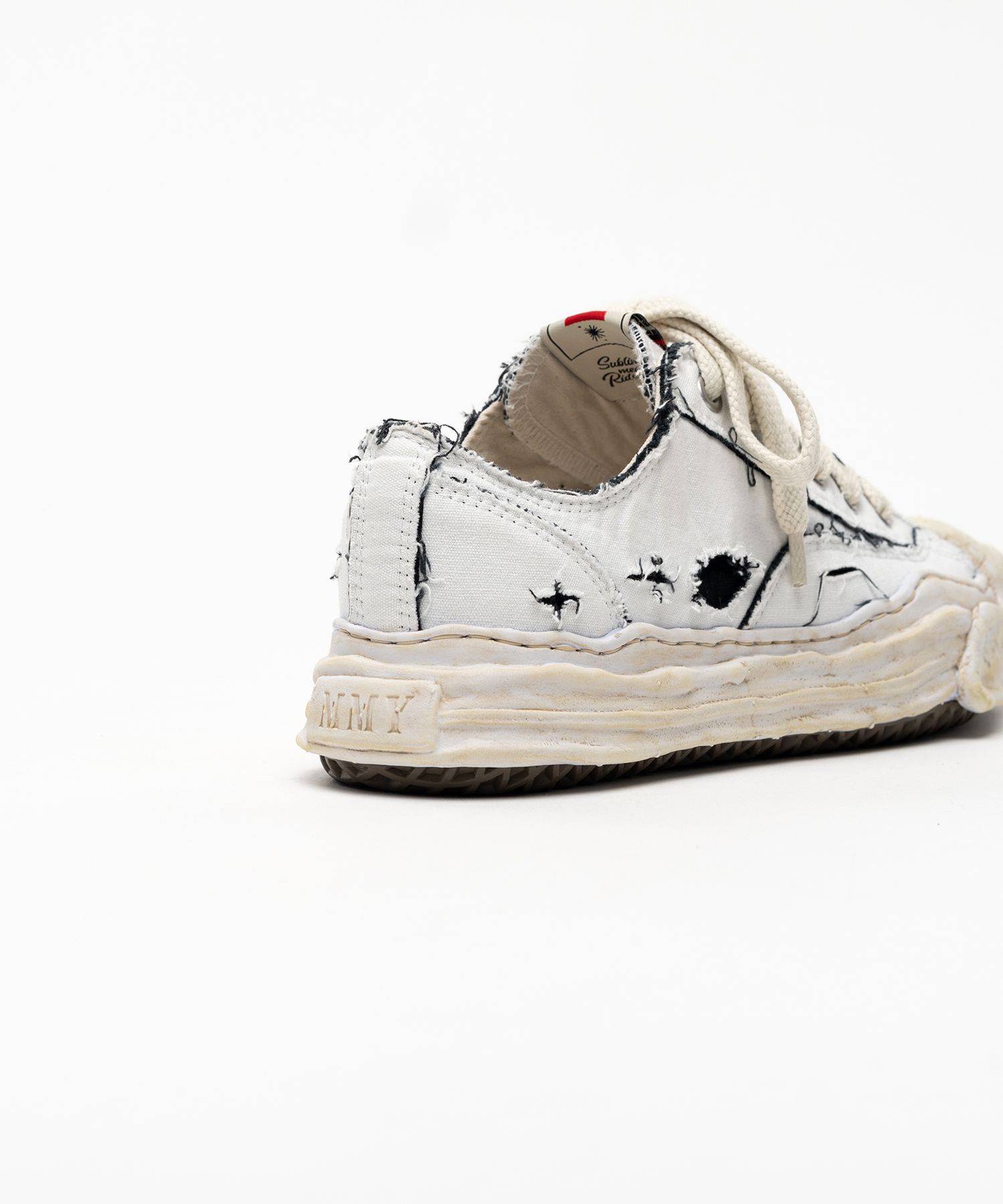 "HANK" OG Sole Ripped Overdye Canvas Low-top Sneakers