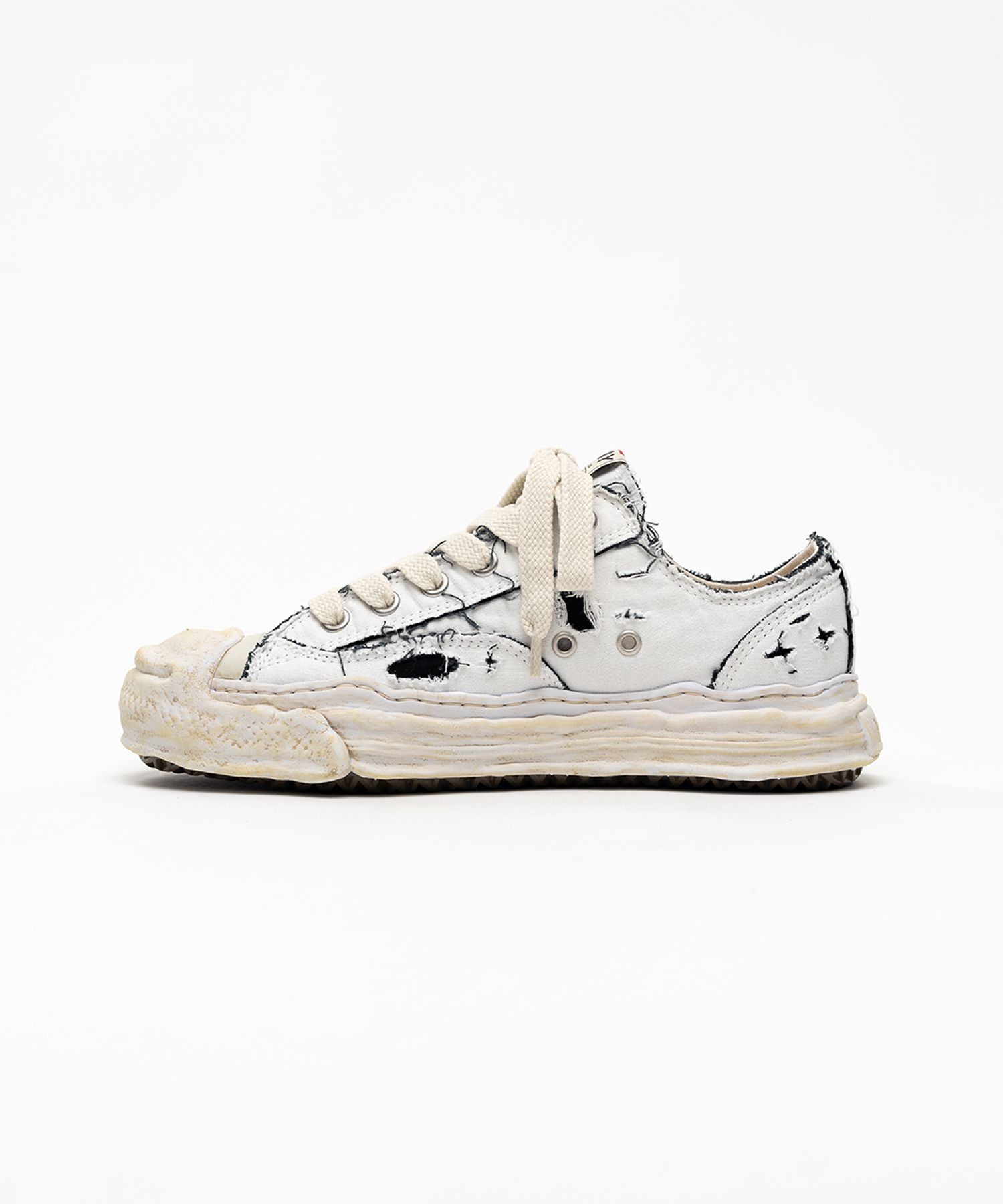"HANK" OG Sole Ripped Overdye Canvas Low-top Sneakers