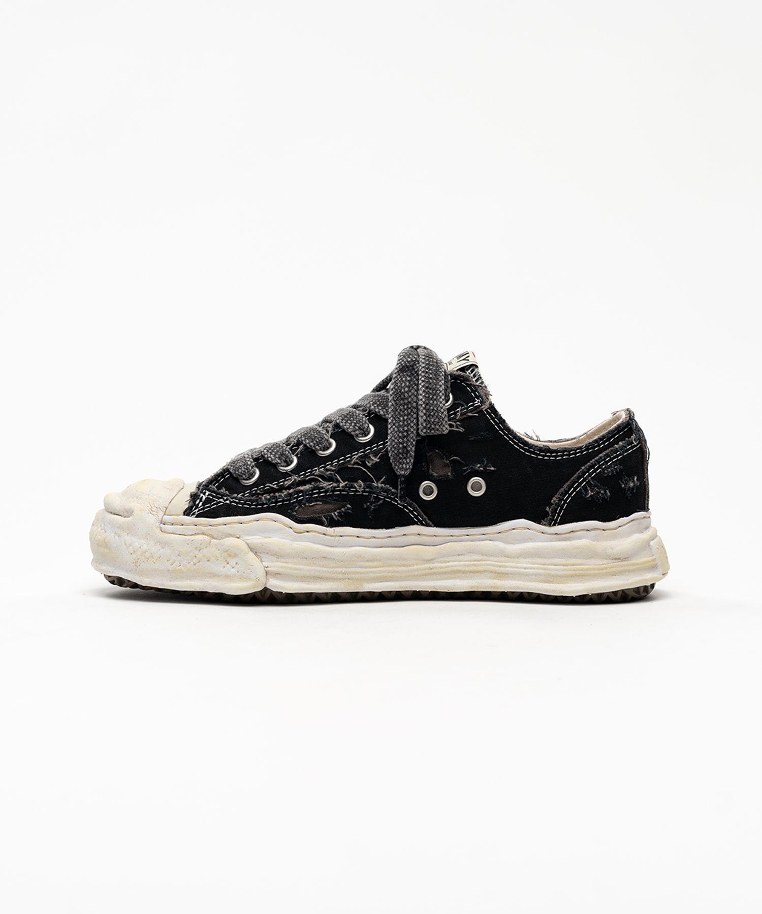 "HANK" OG Sole Ripped Overdye Canvas Low-top Sneakers