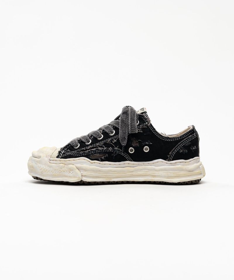 "HANK" OG Sole Ripped Overdye Canvas Low-top Sneakers