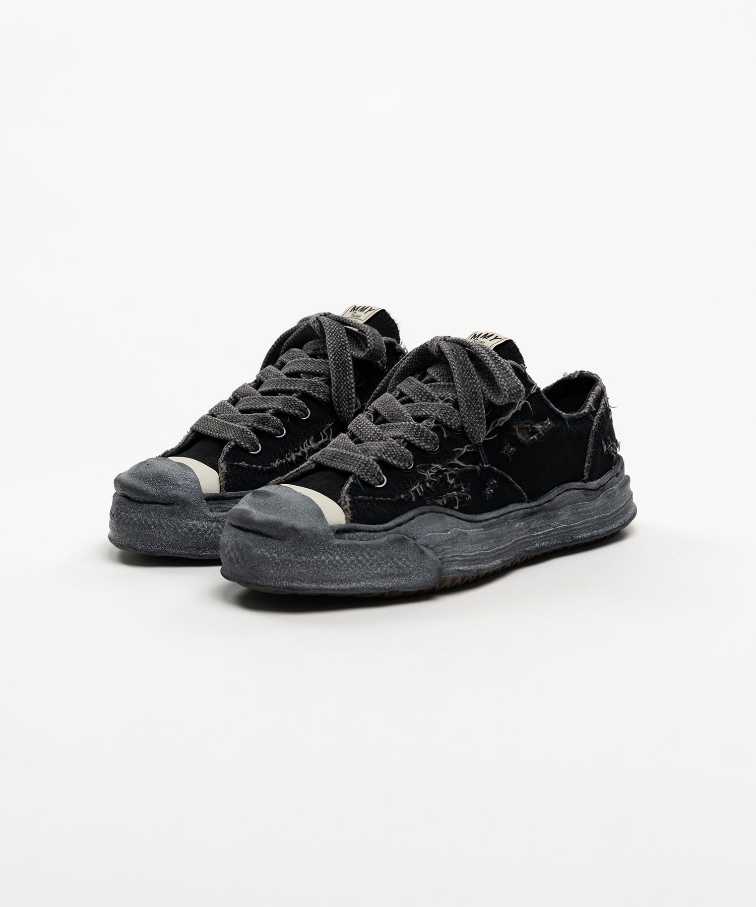 "HANK" OG Sole Ripped Overdye Canvas Low-top Sneakers