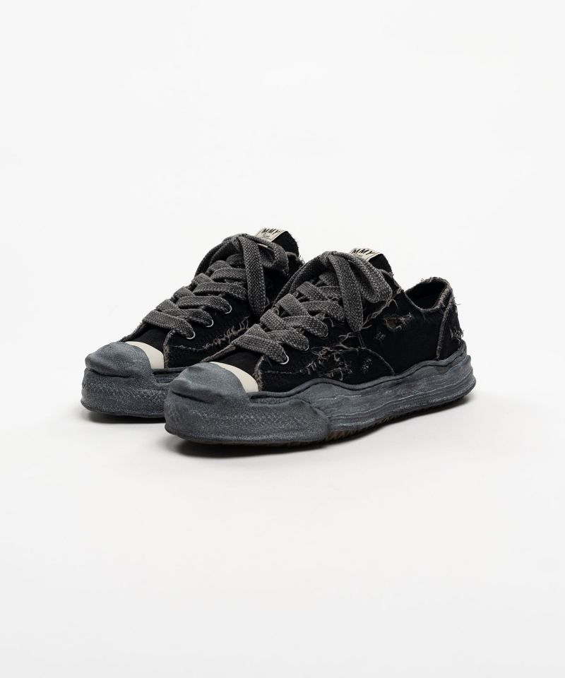"HANK" OG Sole Ripped Overdye Canvas Low-top Sneakers