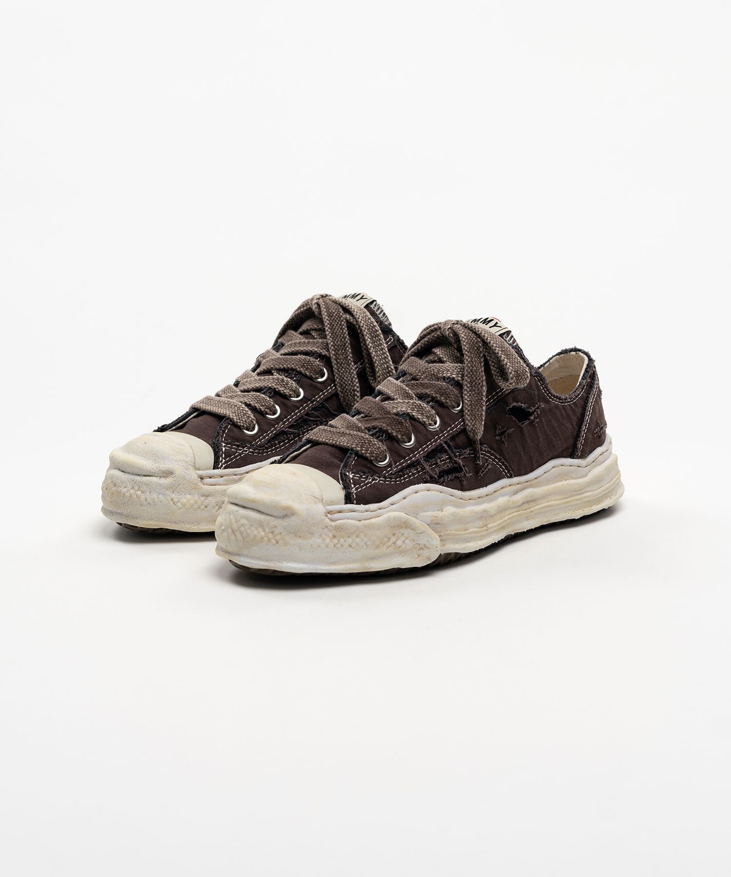 "HANK" OG Sole Ripped Overdye Canvas Low-top Sneakers