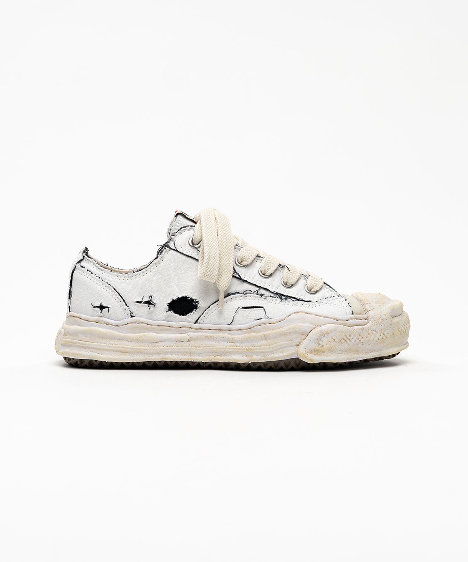 "HANK" OG Sole Ripped Overdye Canvas Low-top Sneakers