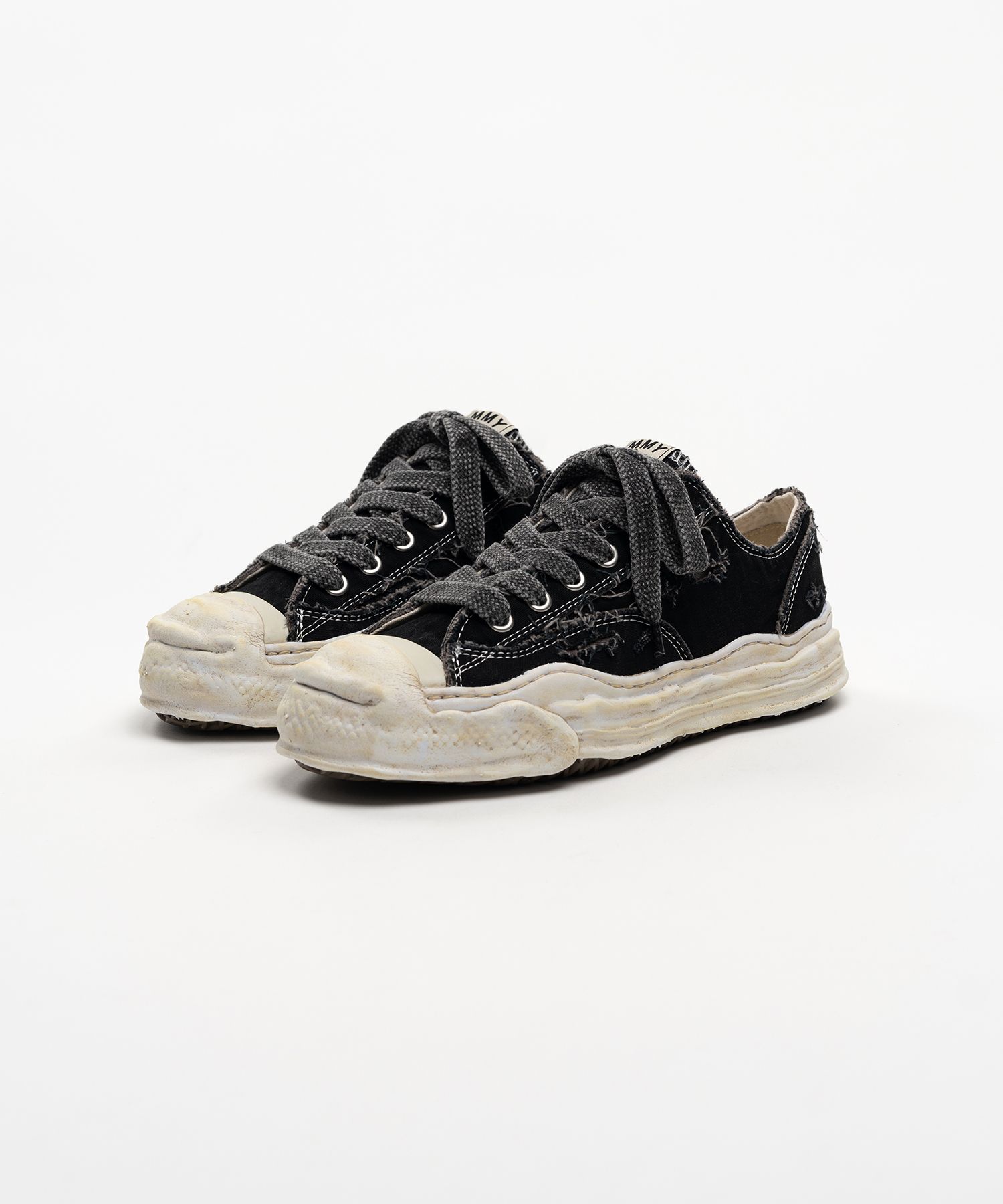 "HANK" OG Sole Ripped Overdye Canvas Low-top Sneakers