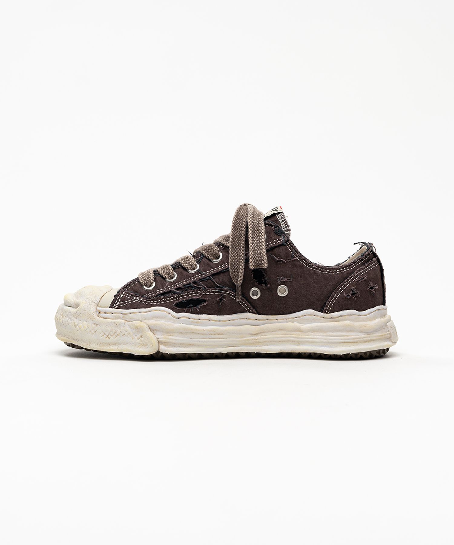 "HANK" OG Sole Ripped Overdye Canvas Low-top Sneakers