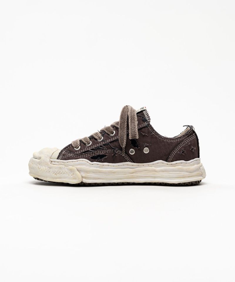 "HANK" OG Sole Ripped Overdye Canvas Low-top Sneakers