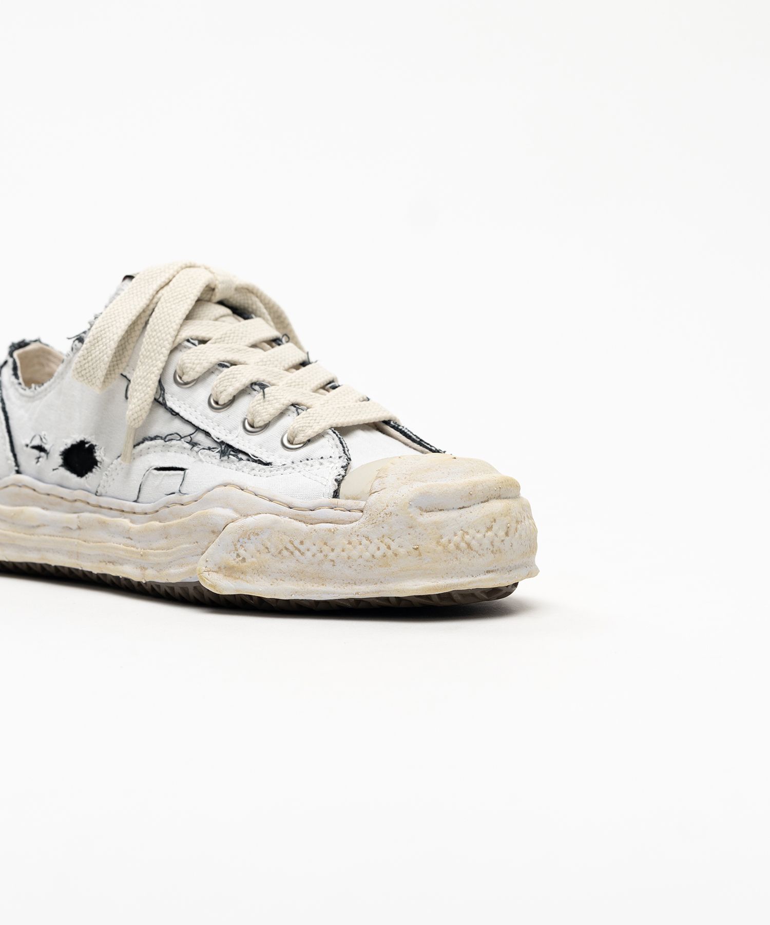"HANK" OG Sole Ripped Overdye Canvas Low-top Sneakers
