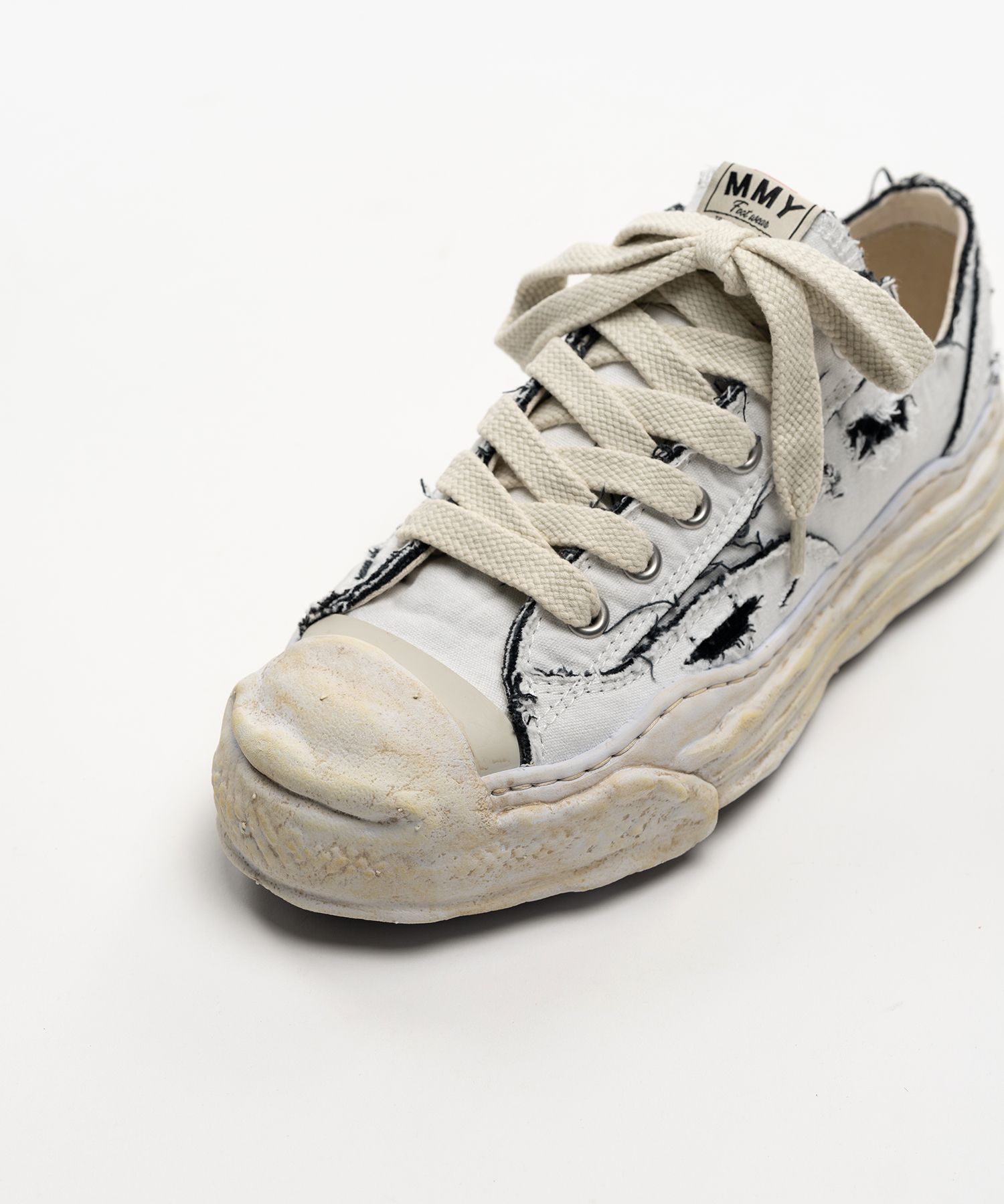 "HANK" OG Sole Ripped Overdye Canvas Low-top Sneakers