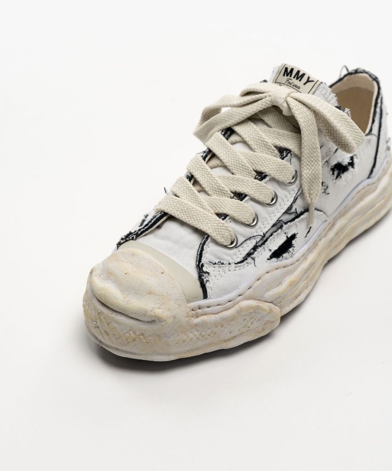 "HANK" OG Sole Ripped Overdye Canvas Low-top Sneakers