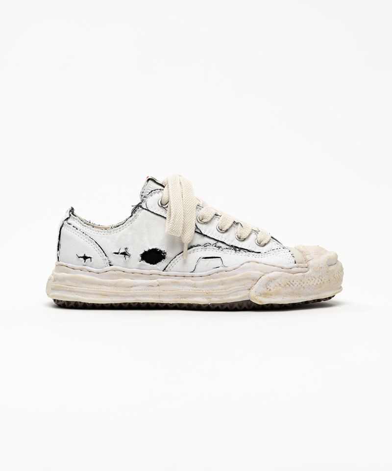 "HANK" OG Sole Ripped Overdye Canvas Low-top Sneakers