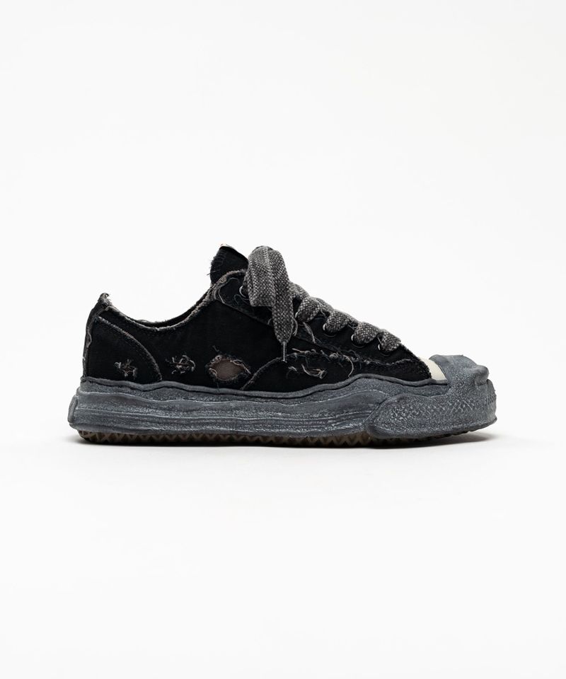 "HANK" OG Sole Ripped Overdye Canvas Low-top Sneakers