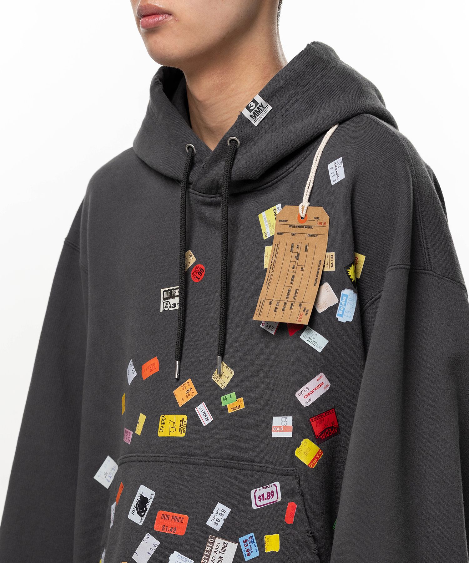 Price Tag Sticker Printed Hoodie