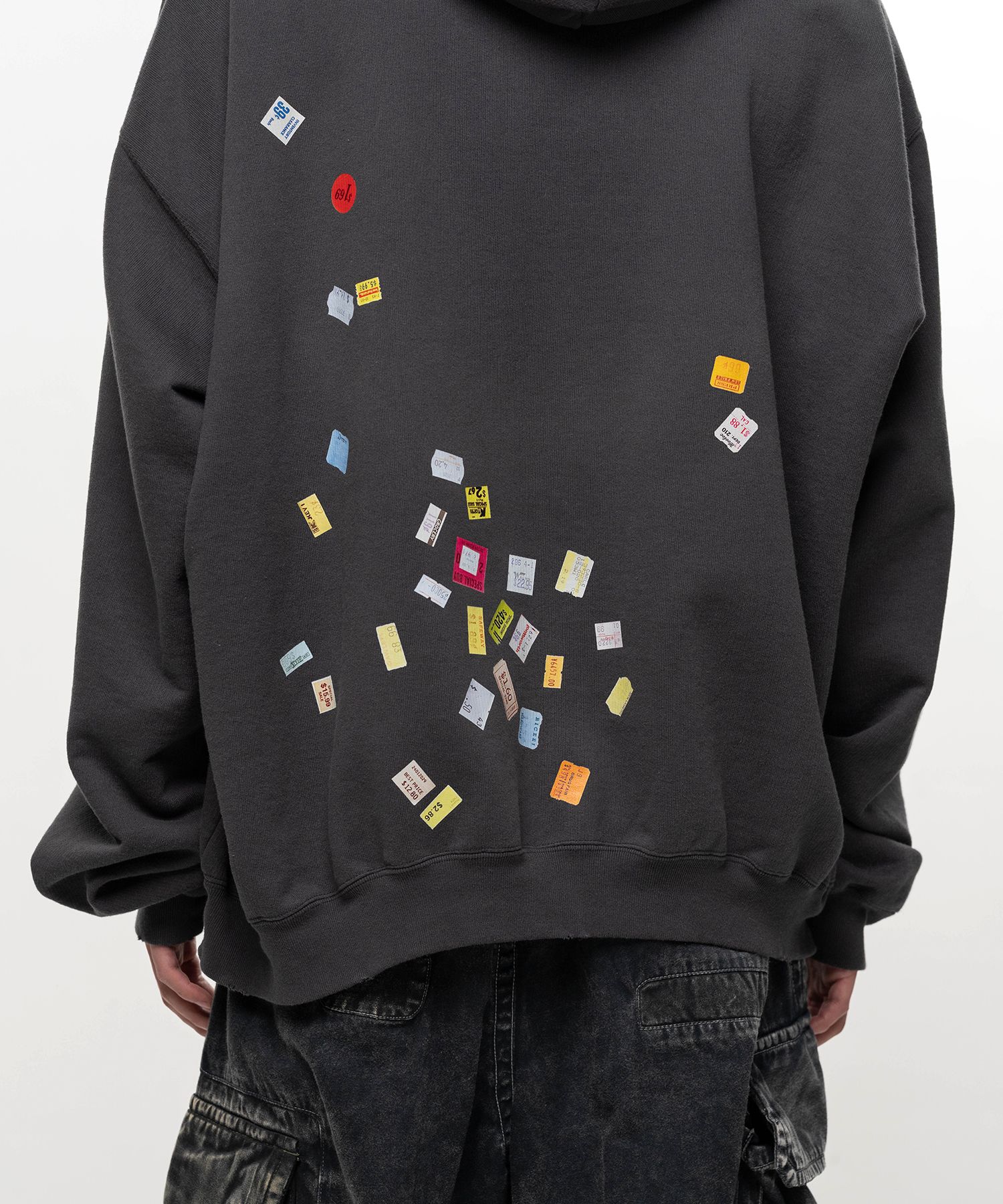 Price Tag Sticker Printed Hoodie