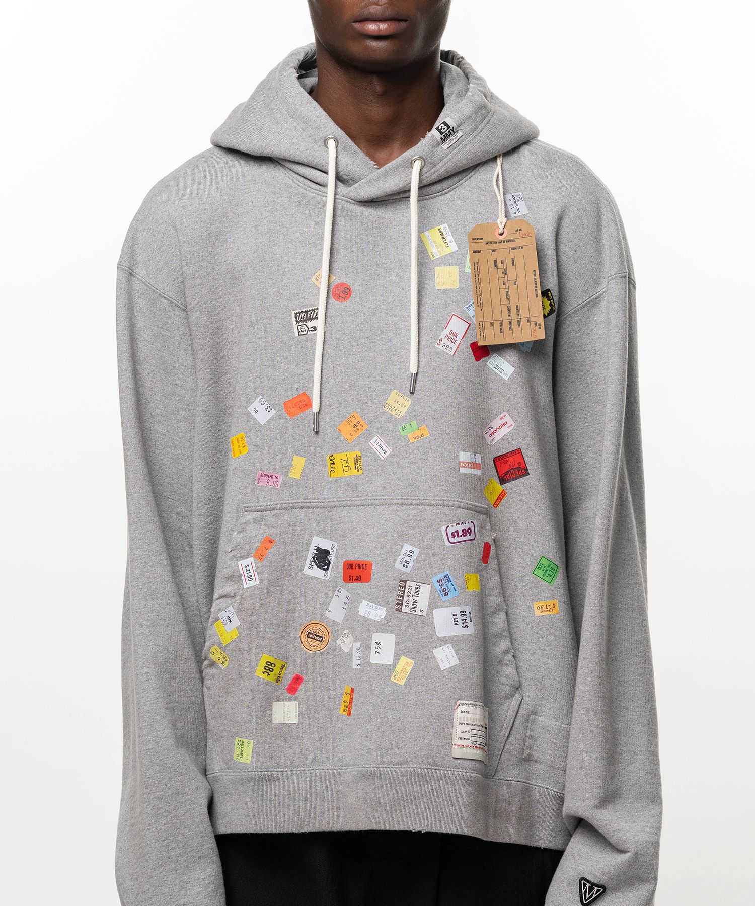 Price Tag Sticker Printed Hoodie