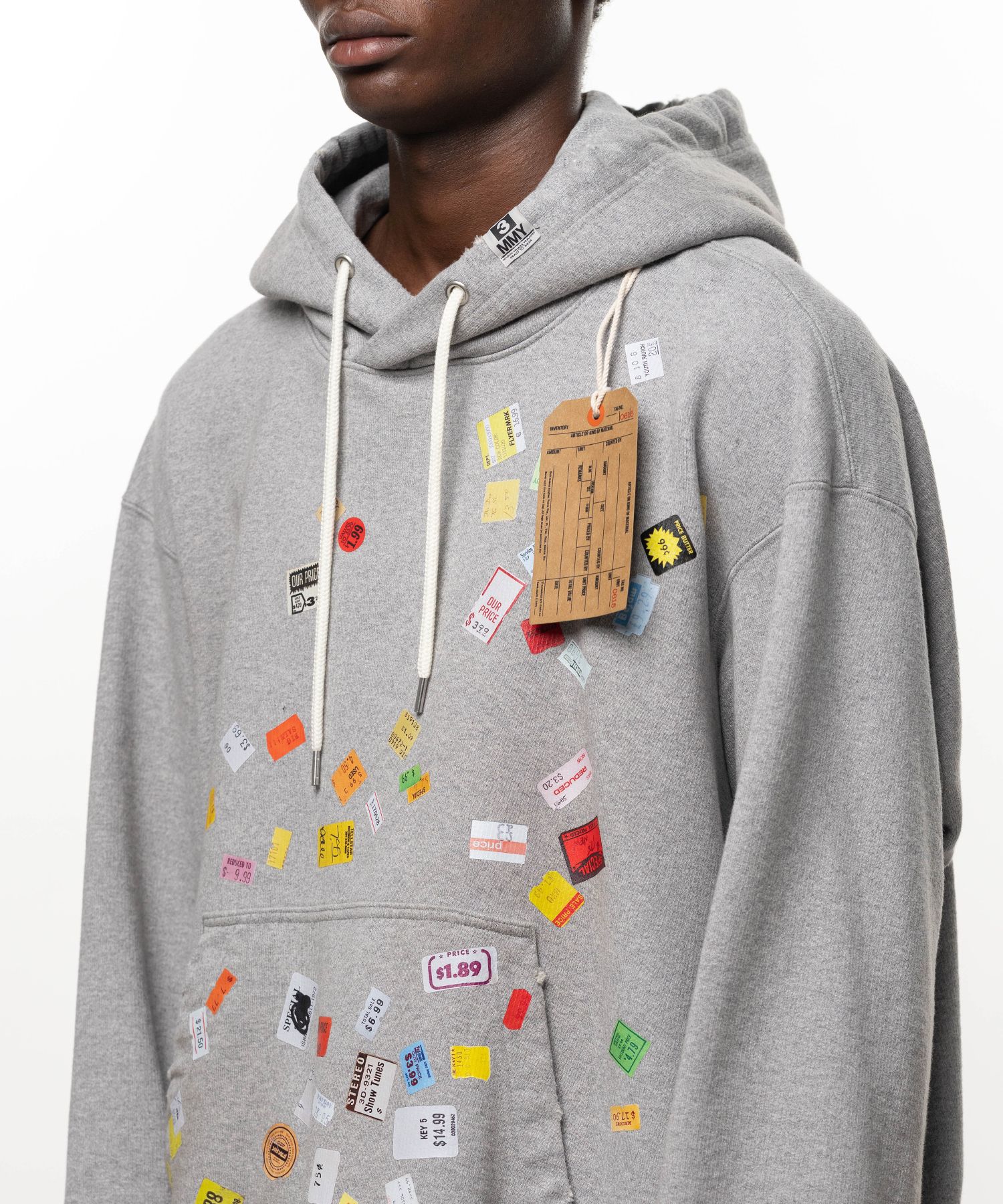 Price Tag Sticker Printed Hoodie