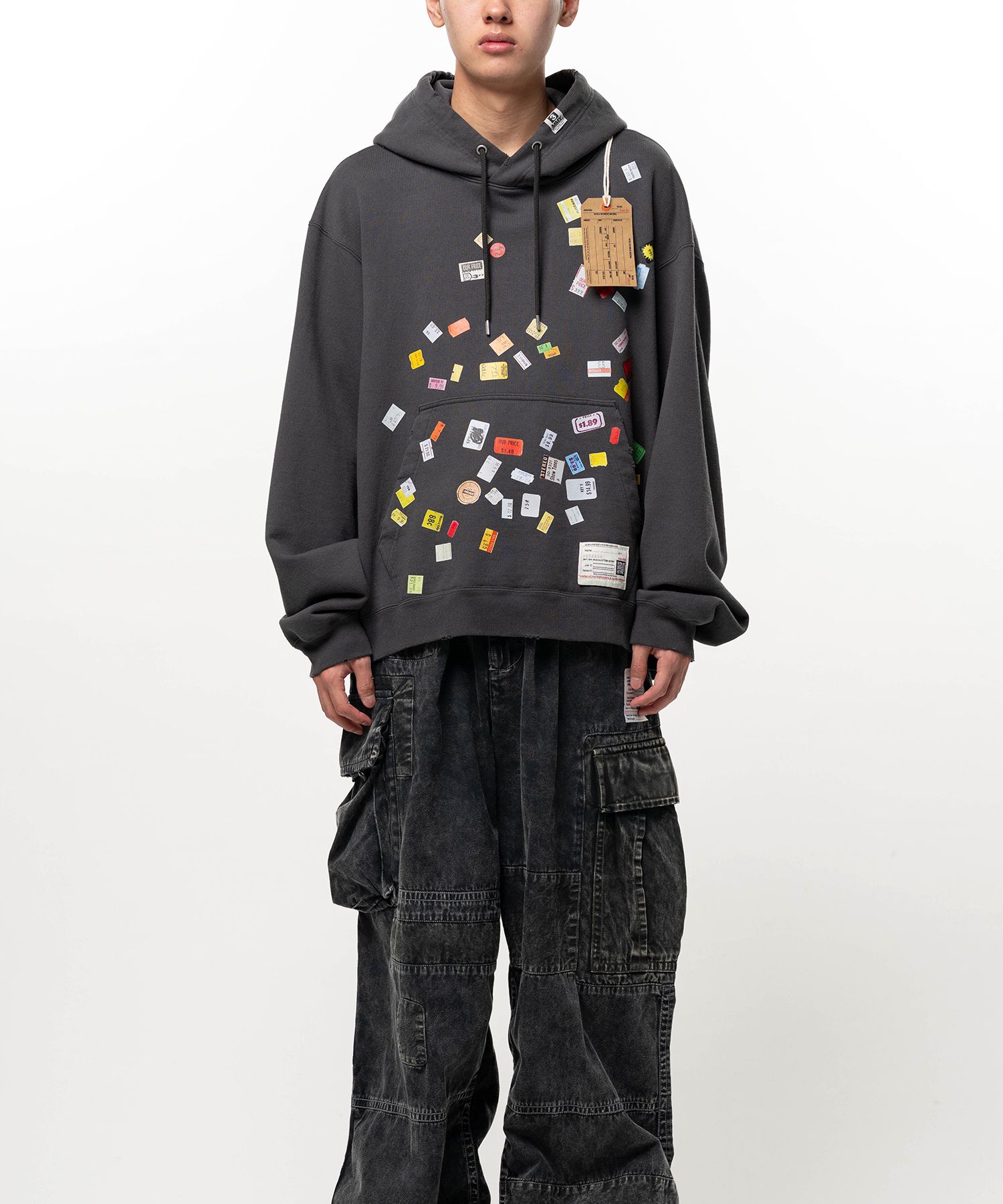 Price Tag Sticker Printed Hoodie