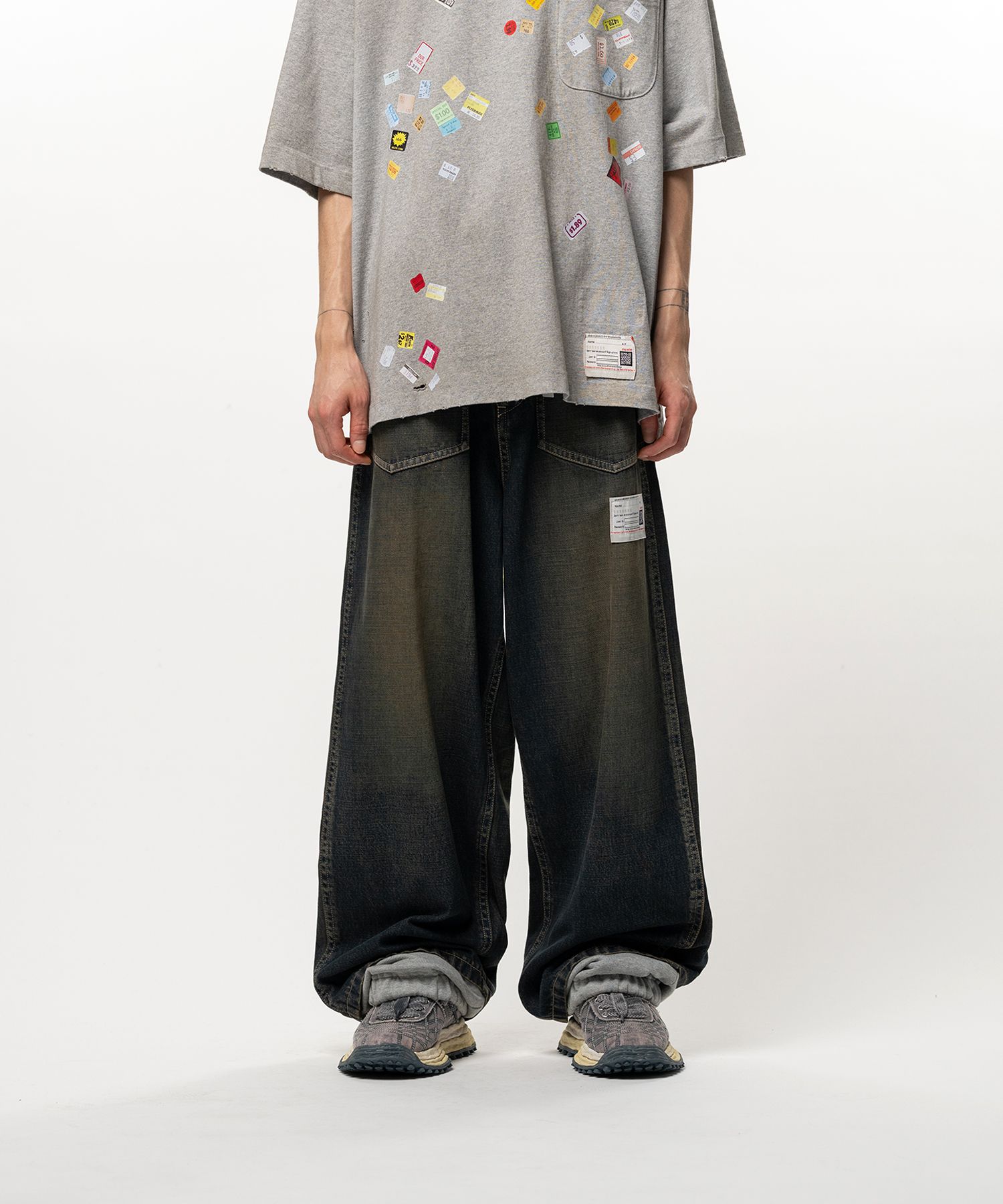 Sweat Layered Denim Pants