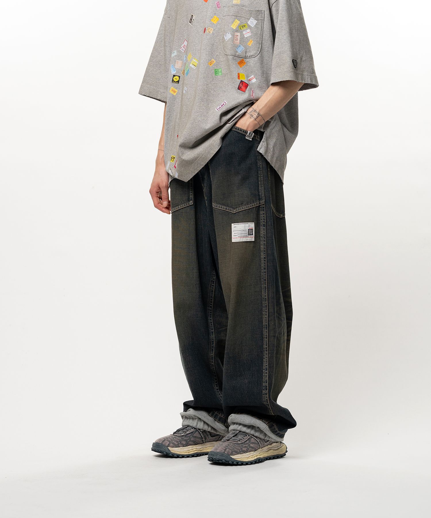 Sweat Layered Denim Pants