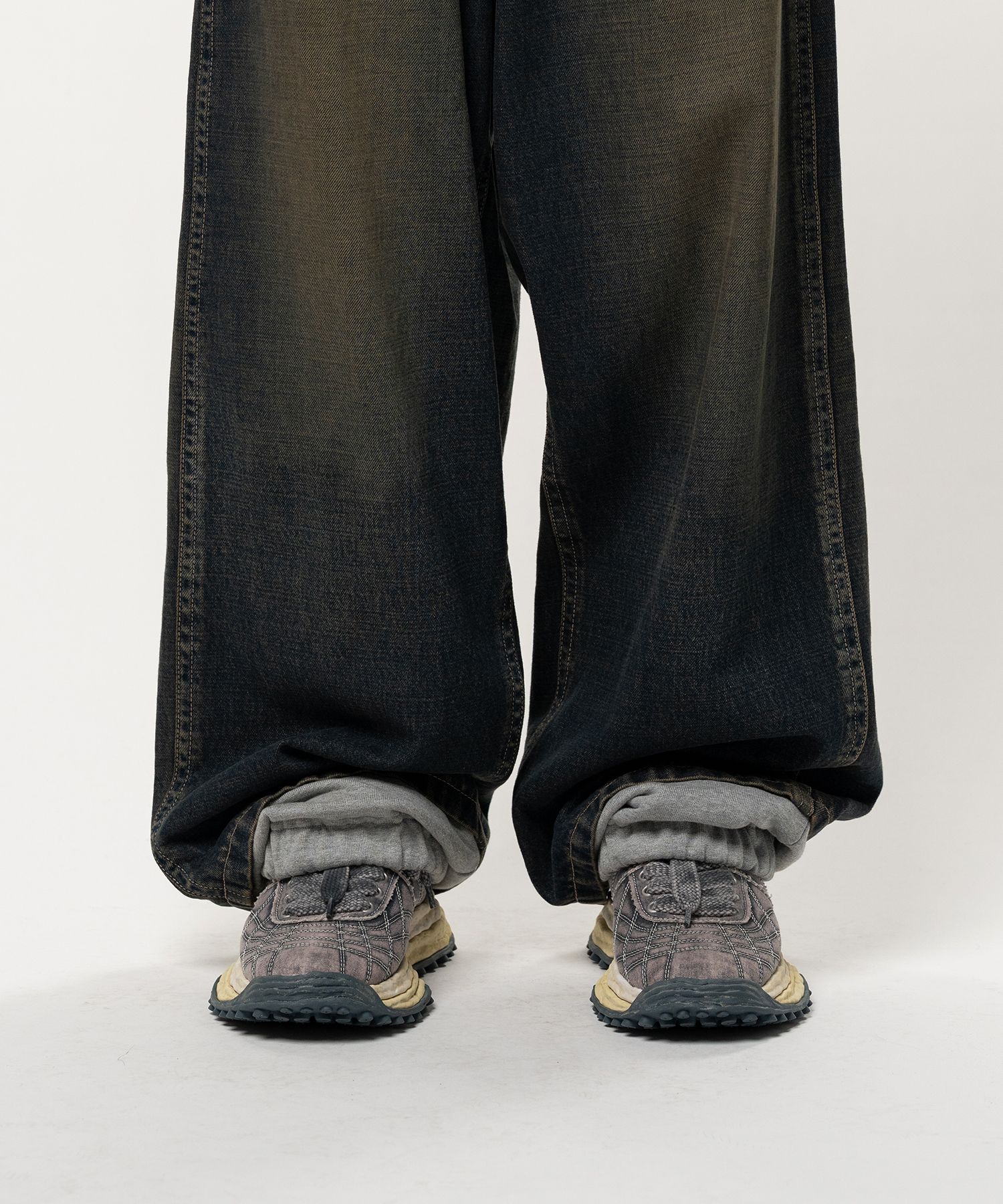 Sweat Layered Denim Pants