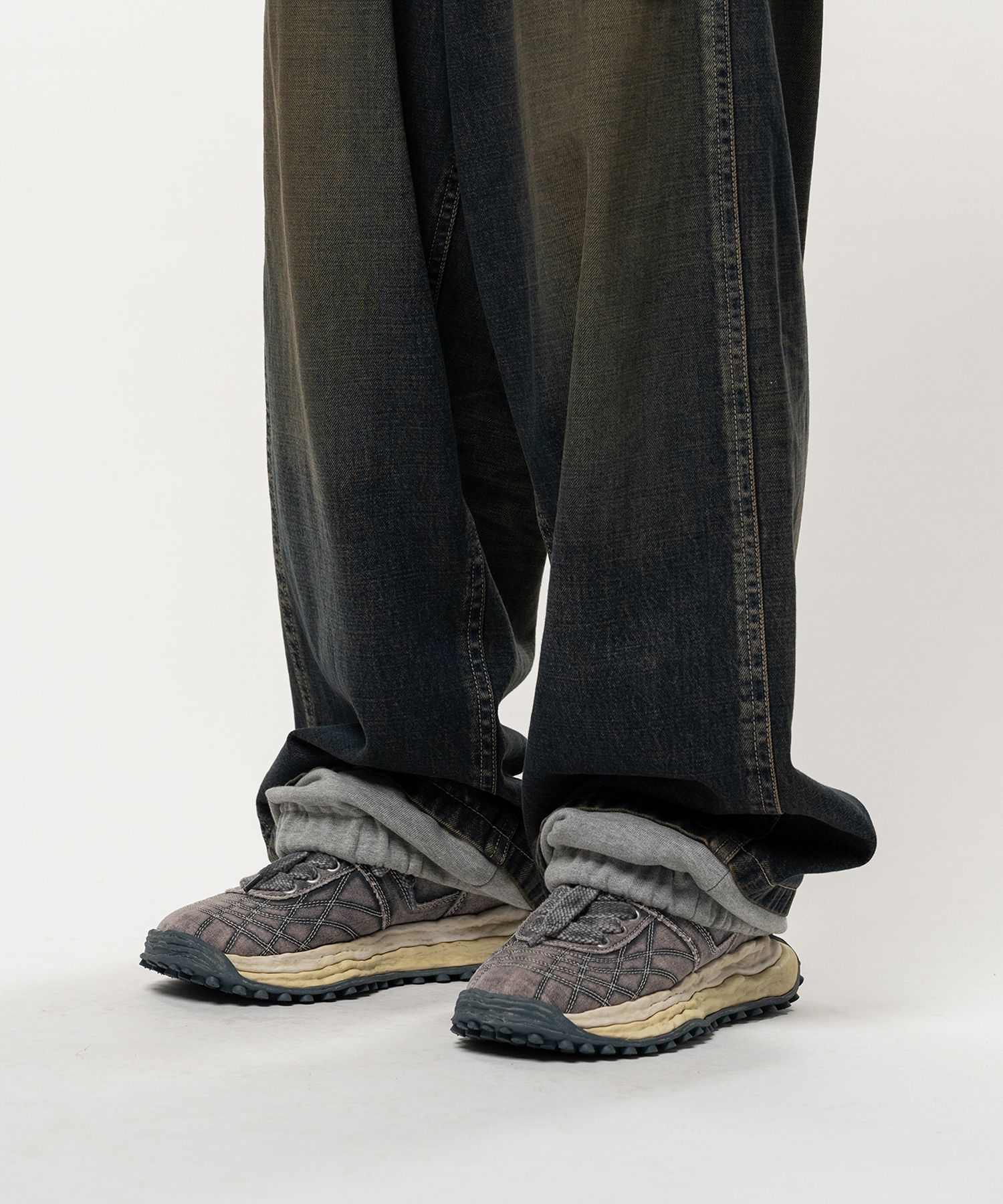 Sweat Layered Denim Pants