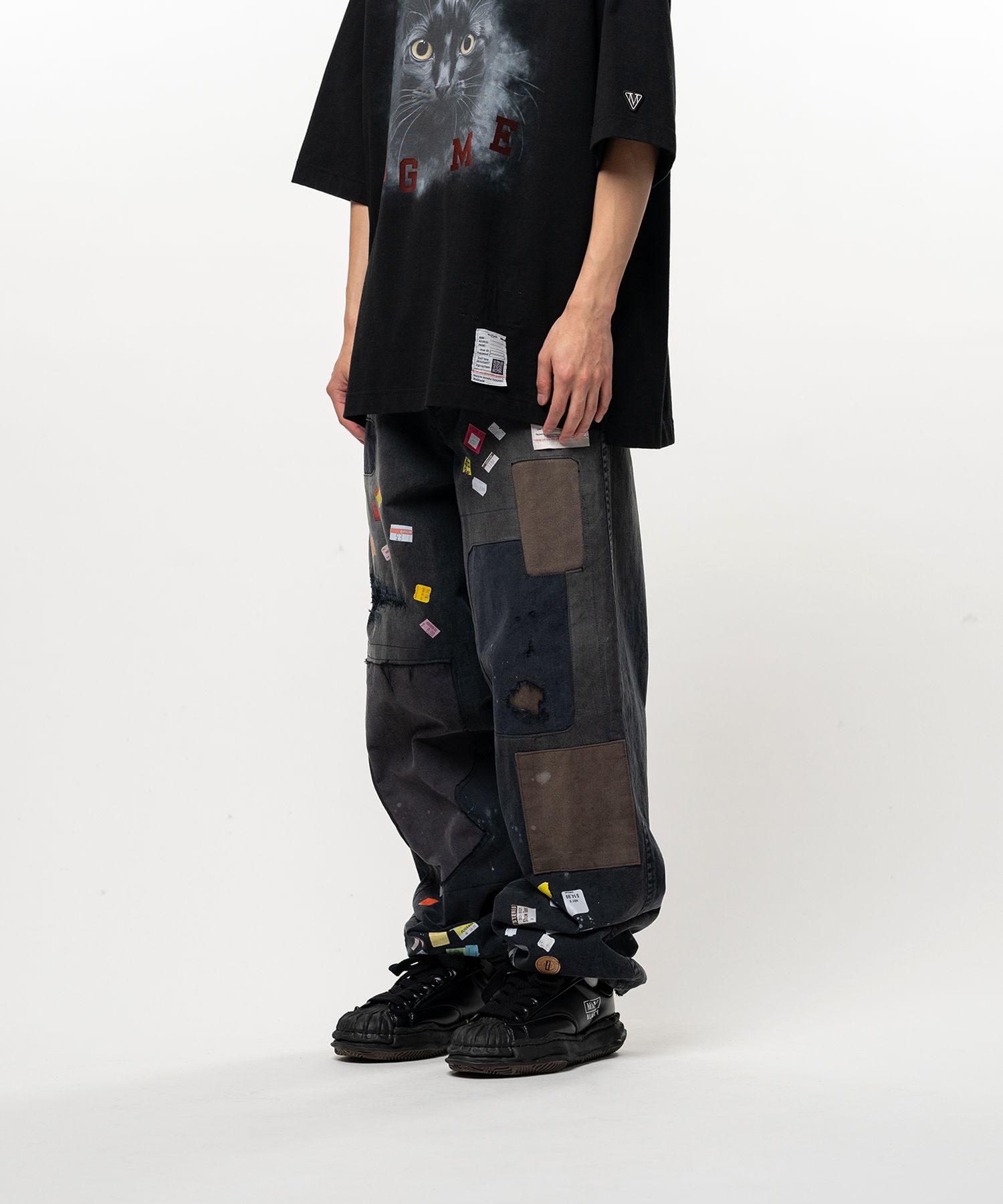 Price Tag Sticker Print Repaired Pants