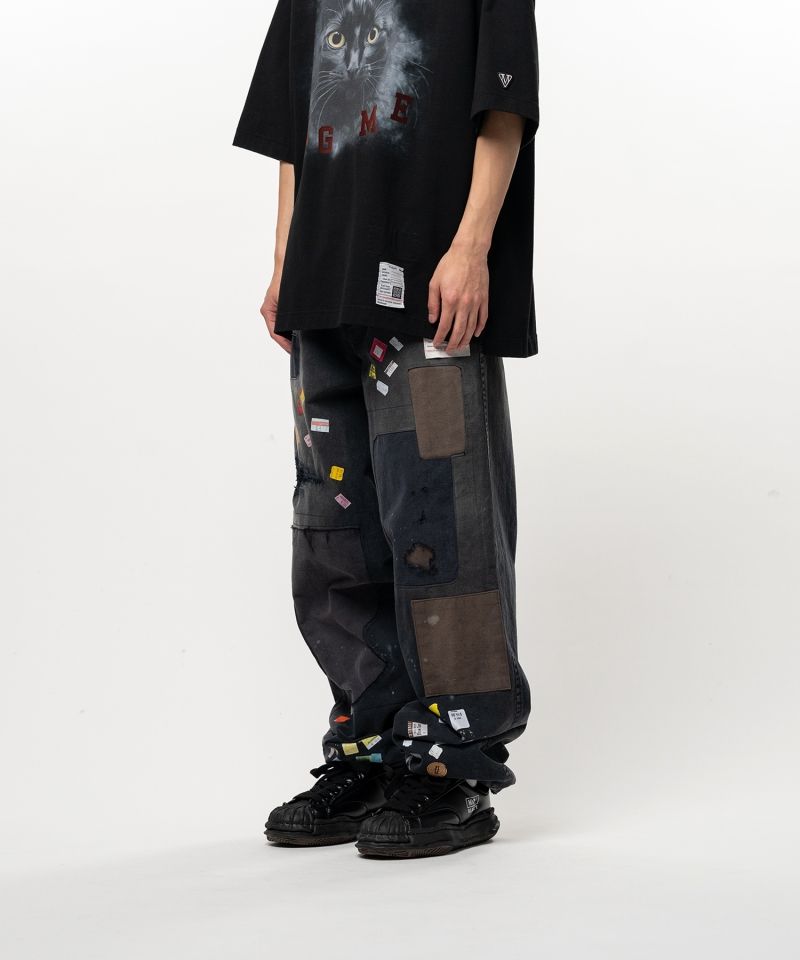 Price Tag Sticker Print Repaired Pants