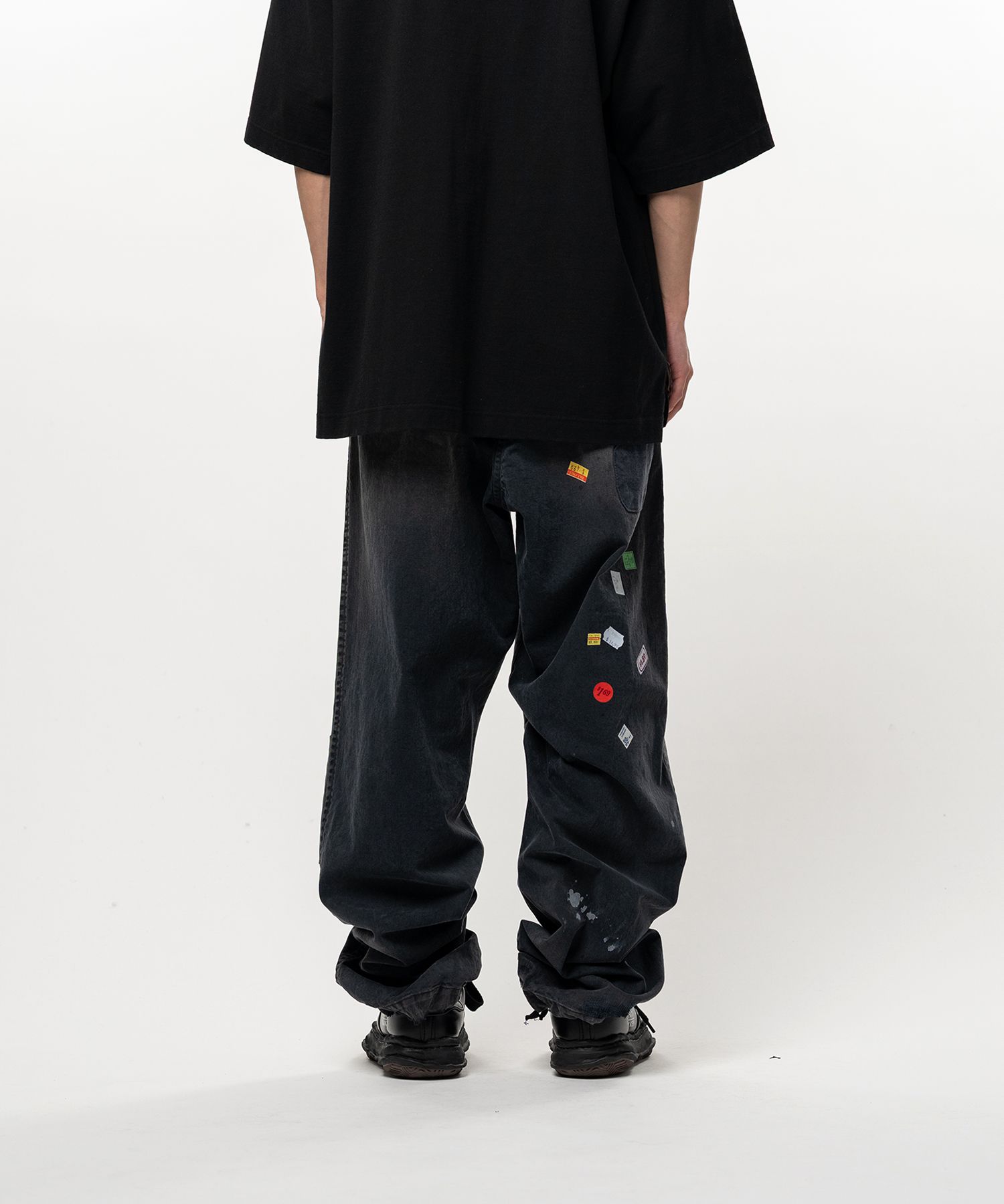 Price Tag Sticker Print Repaired Pants