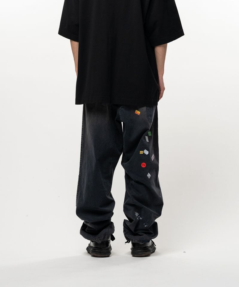Price Tag Sticker Print Repaired Pants