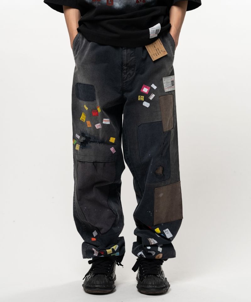 Price Tag Sticker Print Repaired Pants