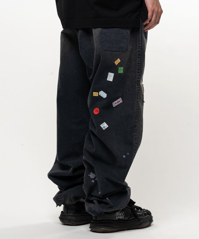 Price Tag Sticker Print Repaired Pants