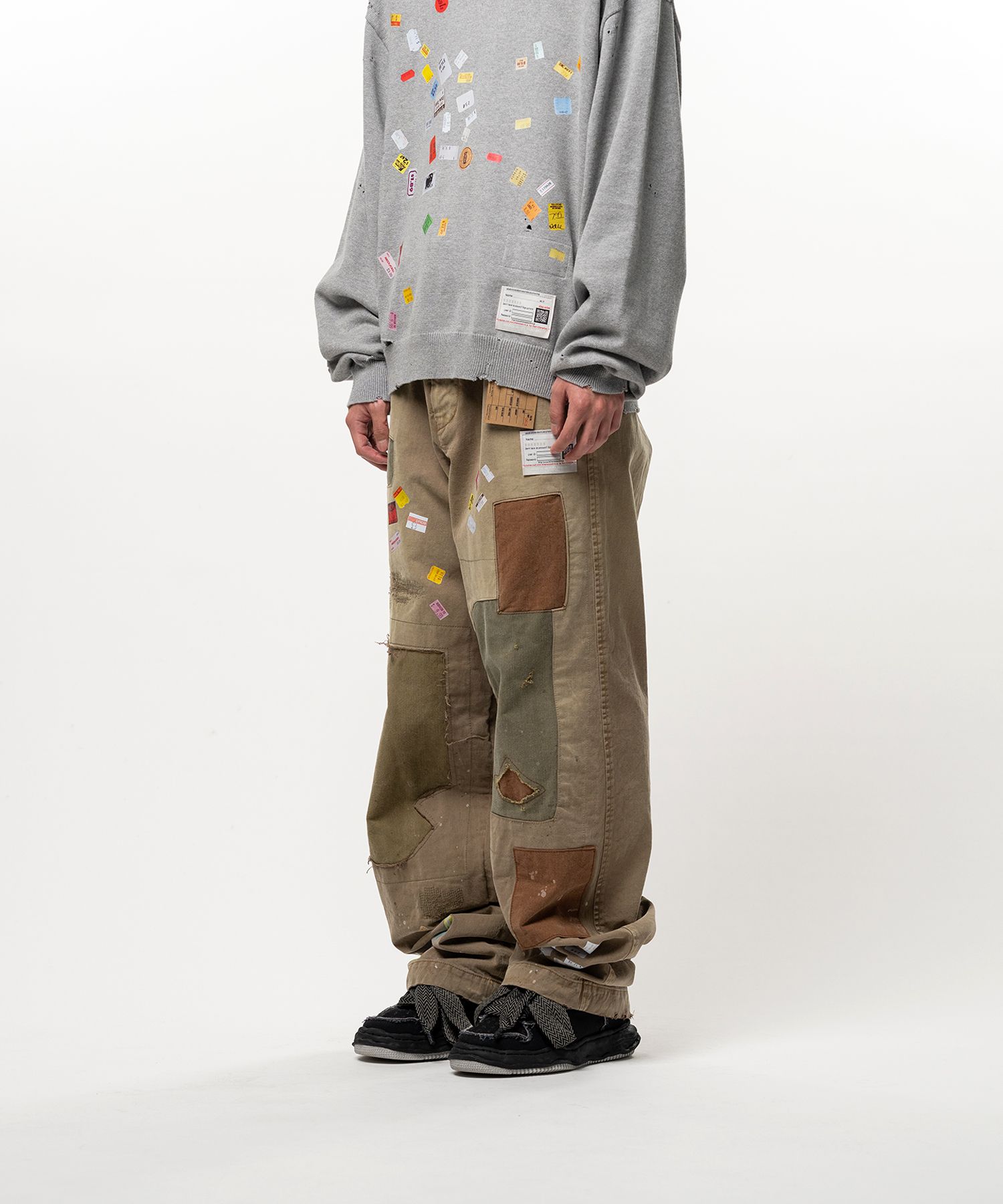 Price Tag Sticker Print Repaired Pants