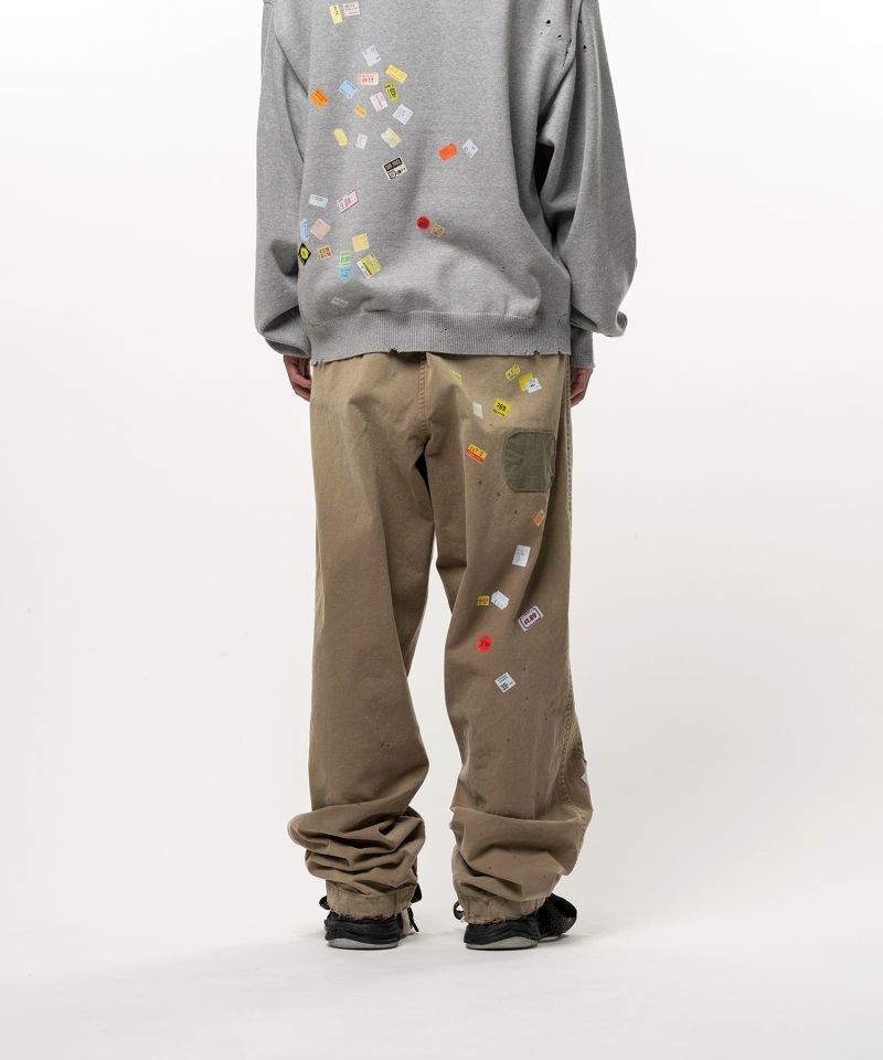 Price Tag Sticker Print Repaired Pants